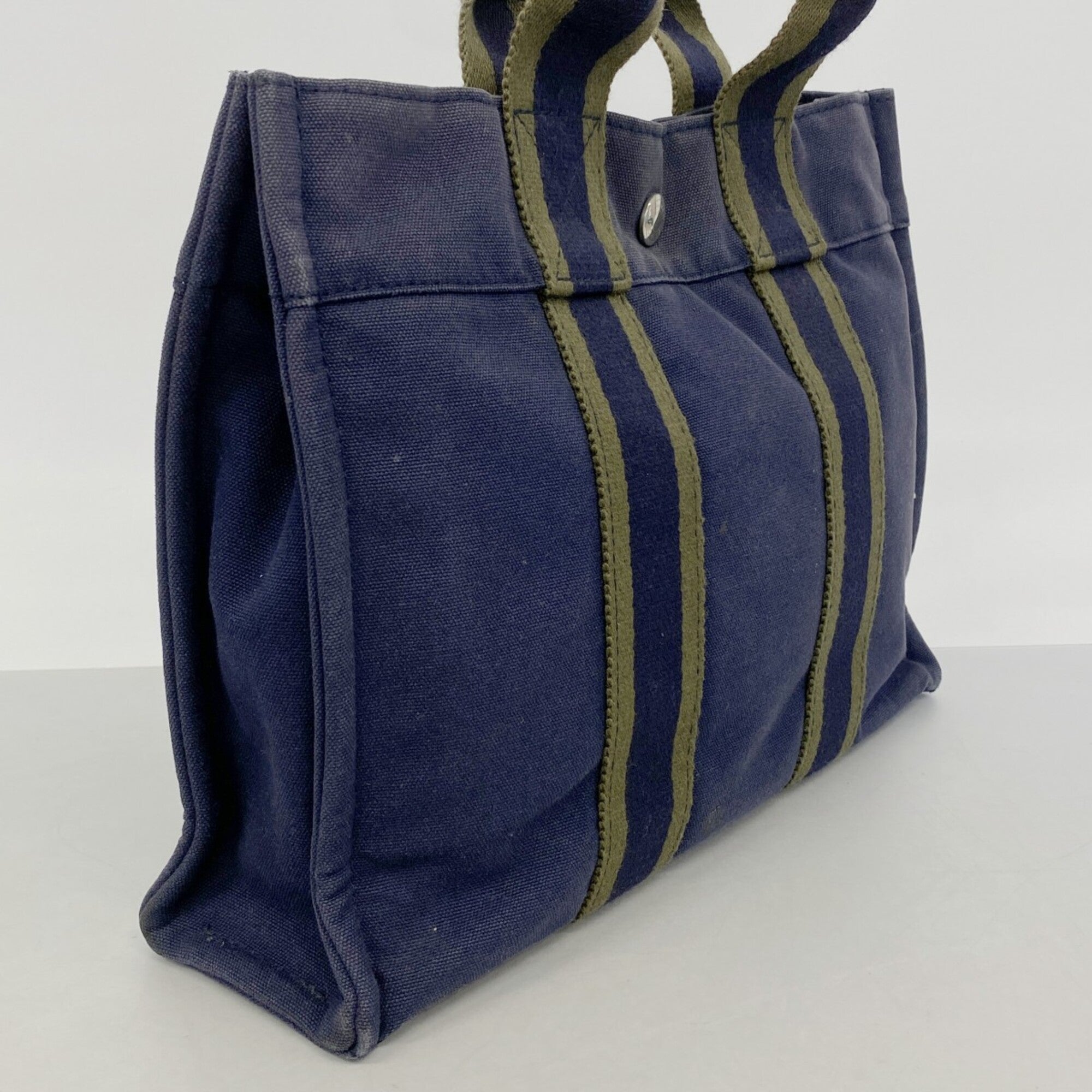 Hermes Navy Canvas Handbag (Pre-Owned)