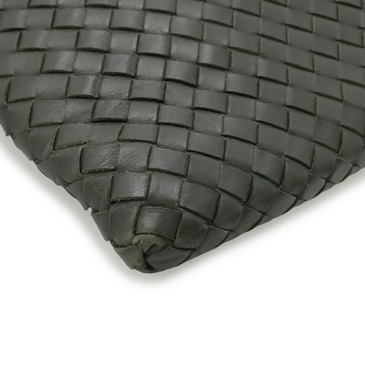Bottega Veneta Intrecciato Khaki Leather Shoulder Bag (Pre-Owned)