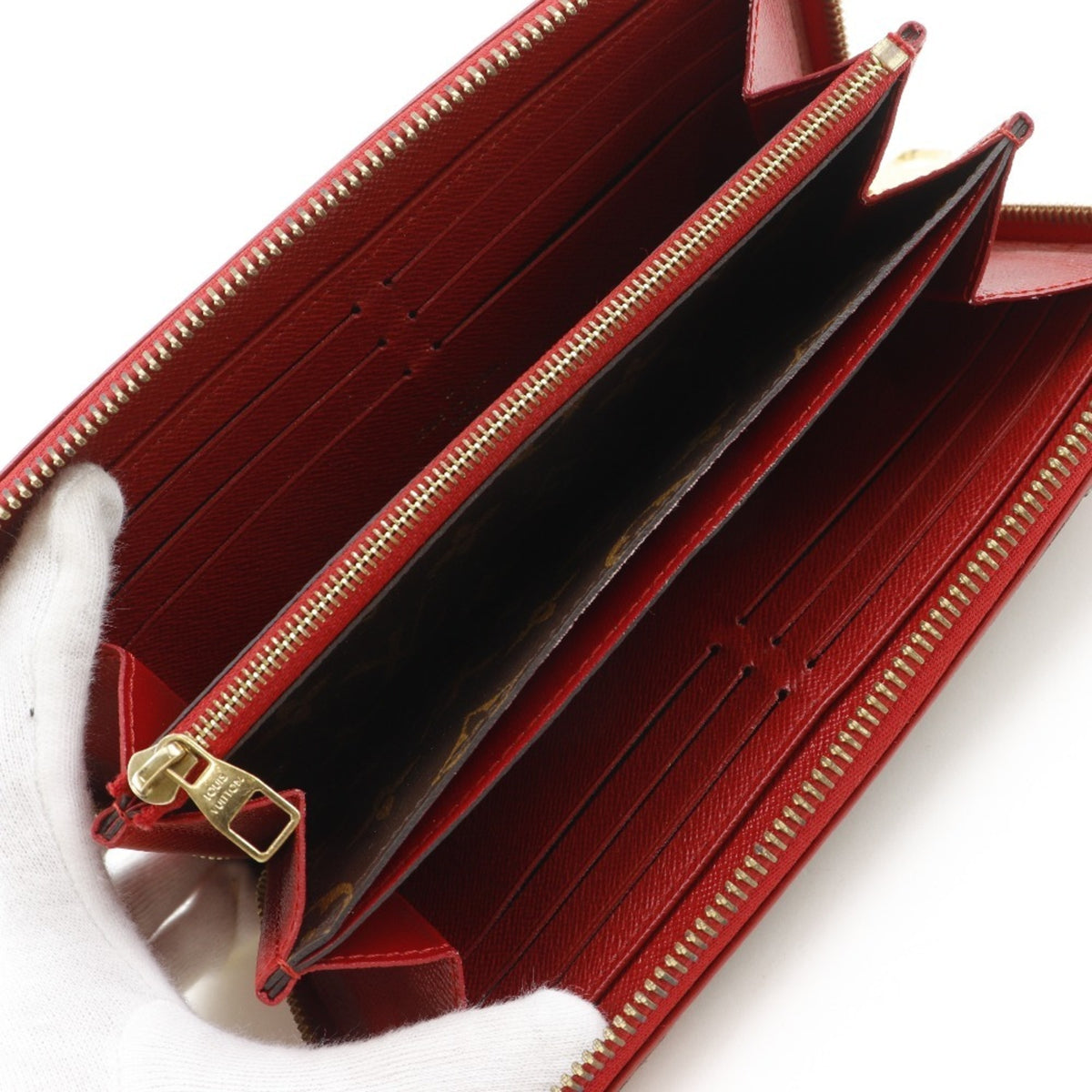 Louis Vuitton Brown Cerise Red Color Monogram Canvas Long Wallet (Bi-Fold) (Pre-Owned)