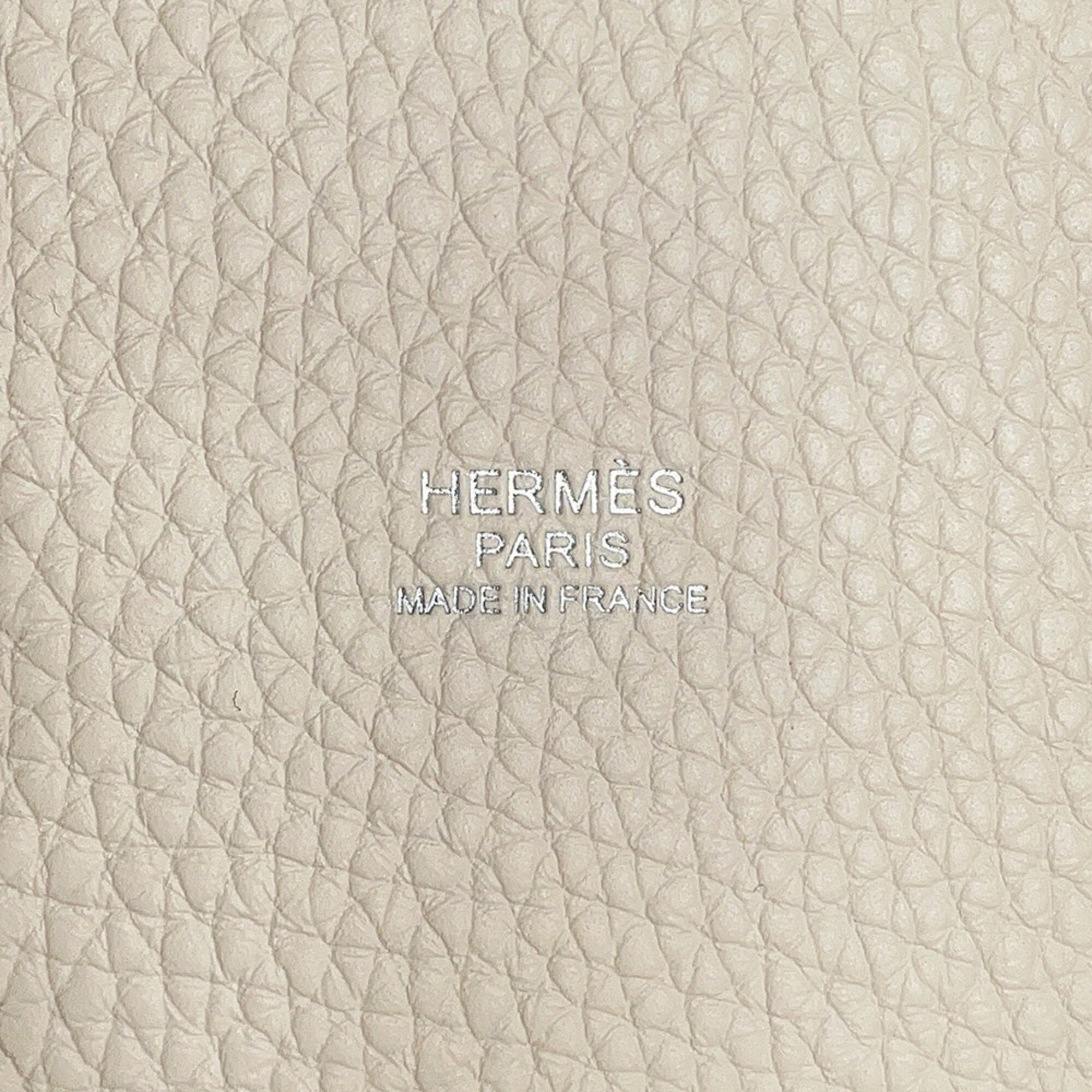 Hermes Beige Gray Ivory Taurillon Clemence Leather Handbag (Pre-Owned)