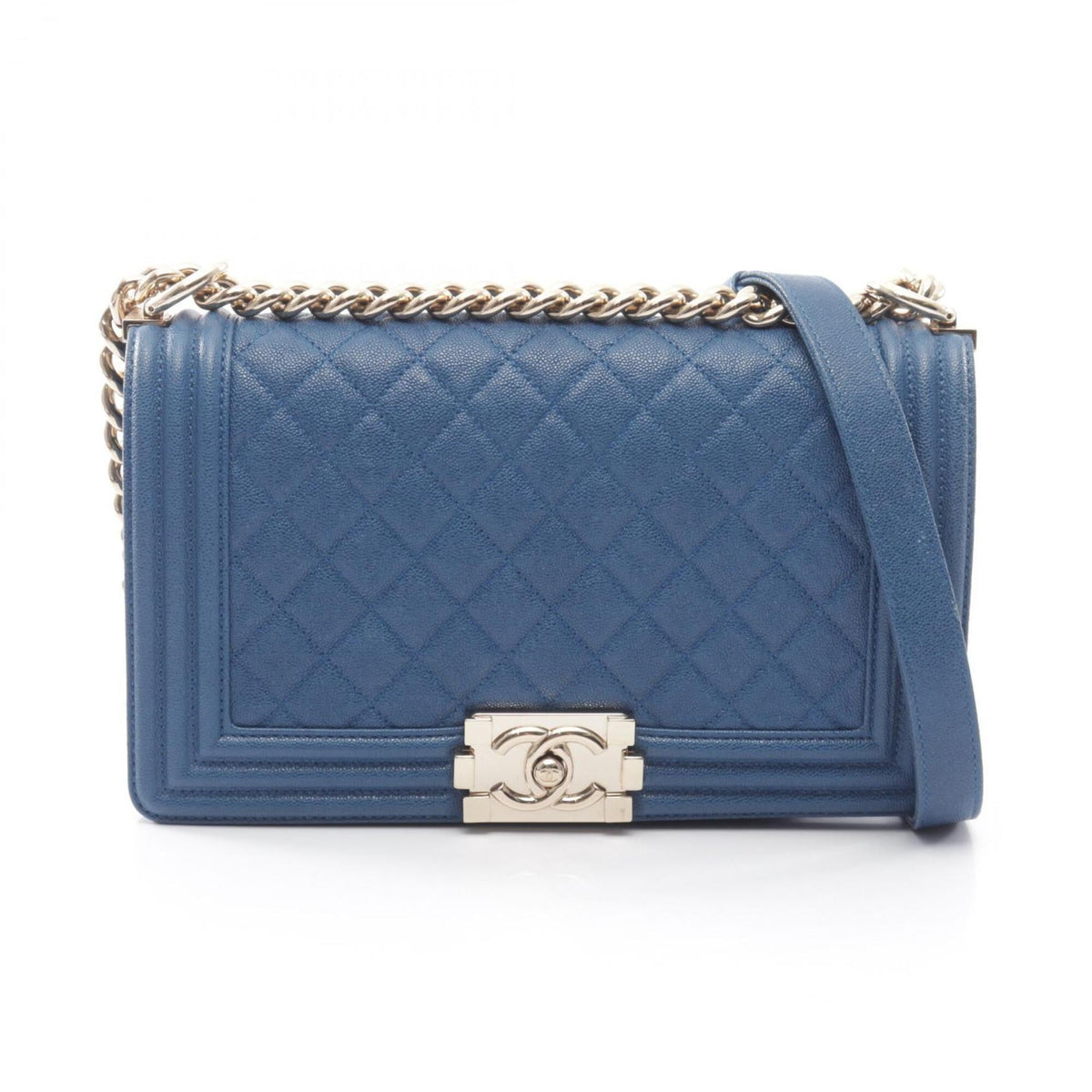 Chanel Blue Grained Calfskin Handbag Shoulder Bag (Pre-Owned)