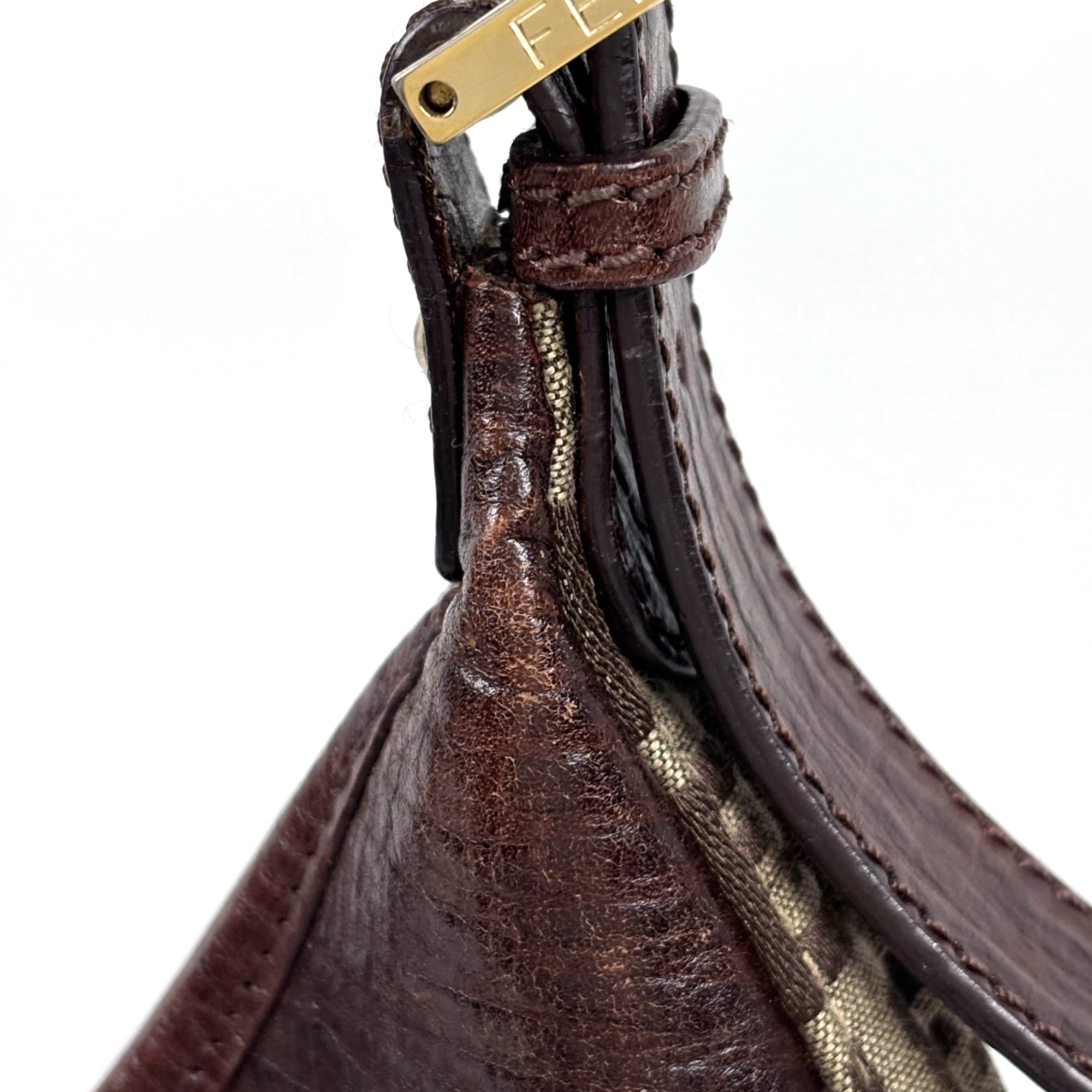 Fendi Brown Zucchino Shoulder Bag (Pre-Owned)