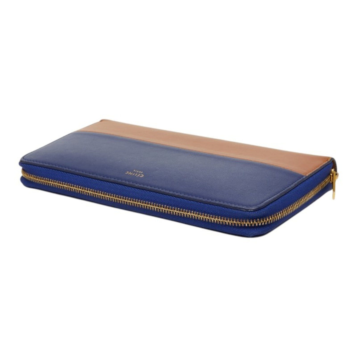 Celine Brown Navy Leather Long Wallet (Bi-Fold) (Pre-Owned)