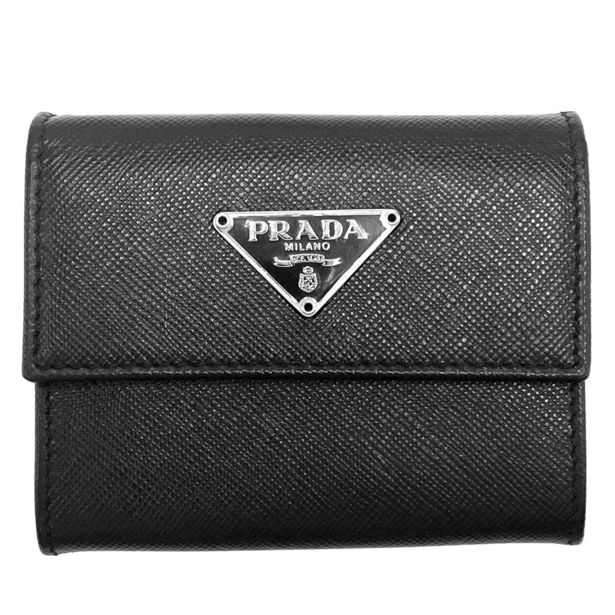 Prada Black Leather Coin Purse/Coin Case (Pre-Owned)