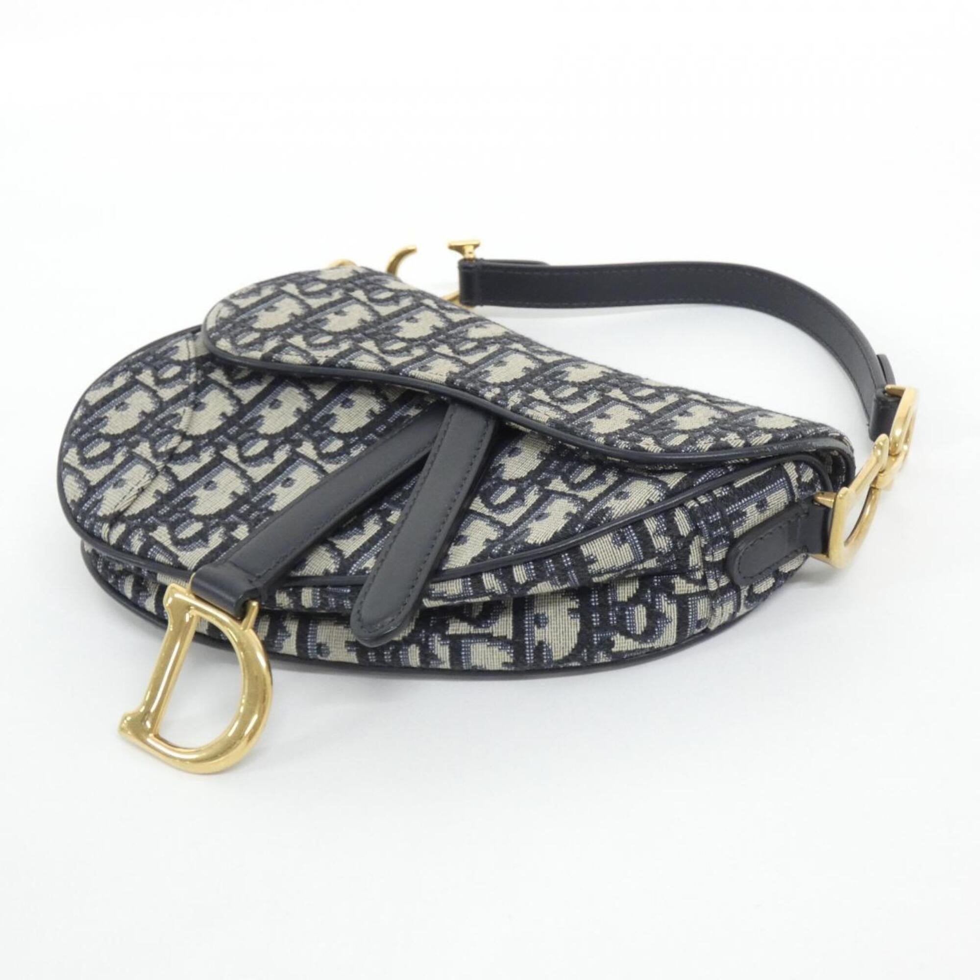 Christian Dior Blue Canvas Handbag Saddle Bag (Pre-Owned)