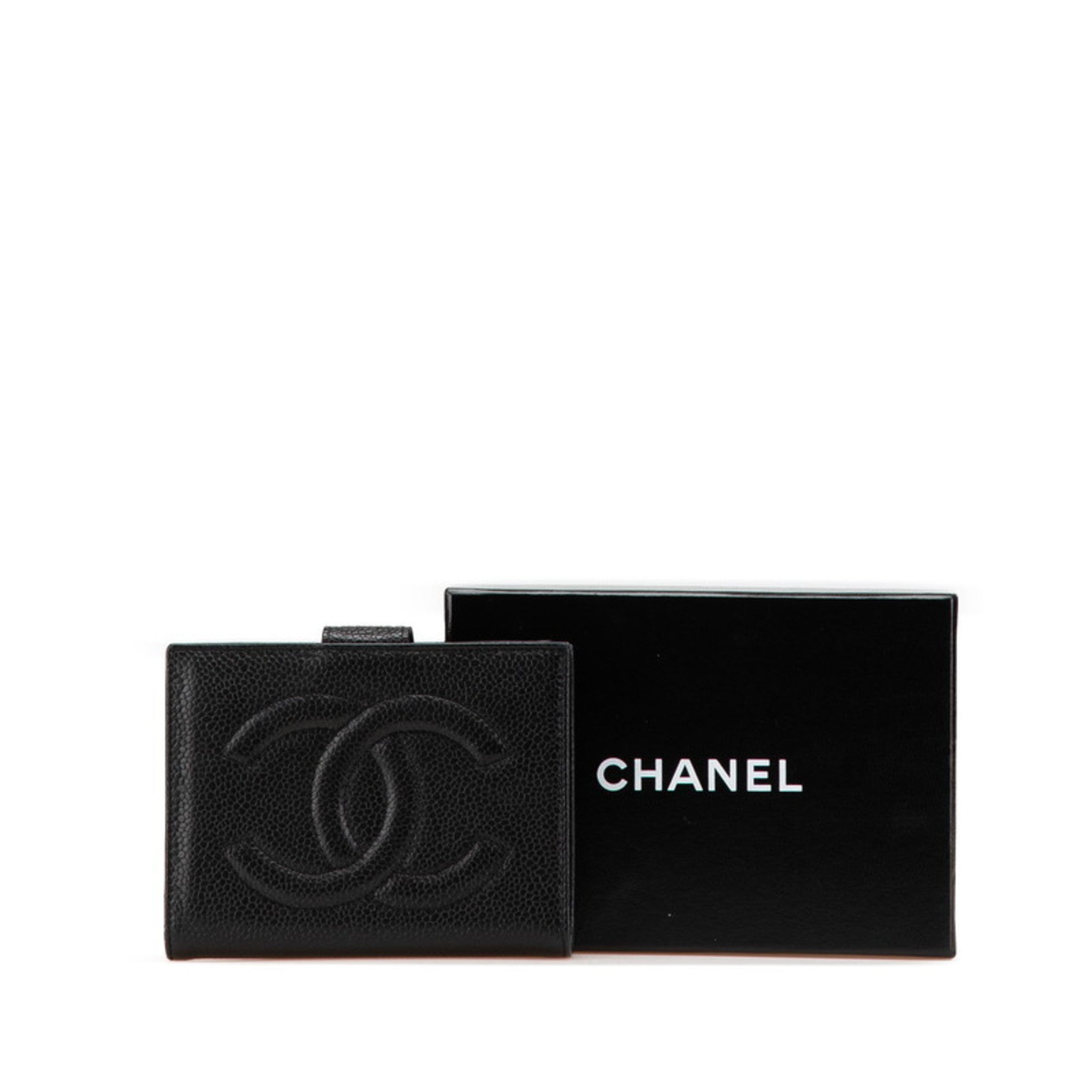 Chanel Black Grained Calfskin Wallet (Bi-Fold) (Pre-Owned)