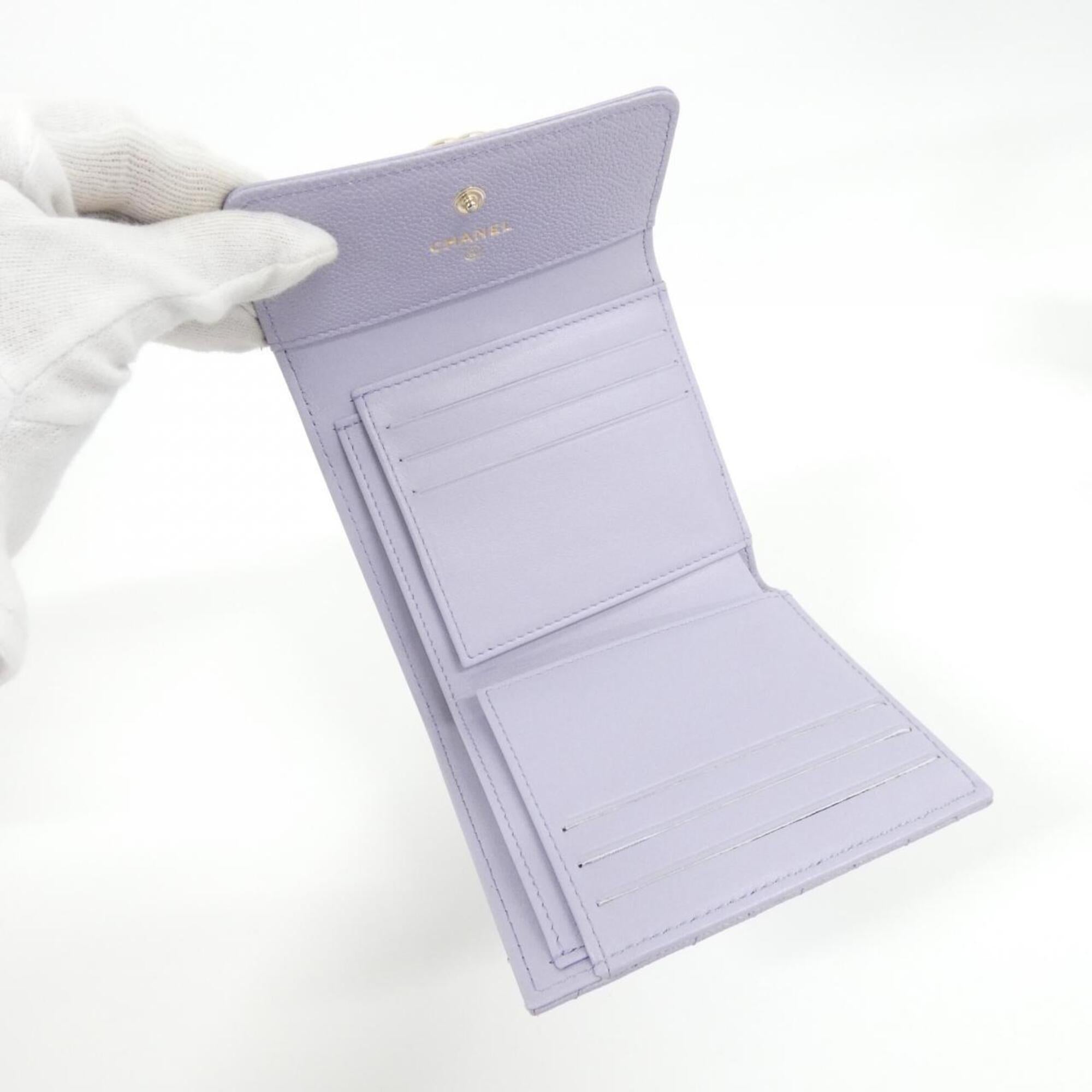 Chanel Light Purple Grained Calfskin Wallet (Tri-Fold) (Pre-Owned)