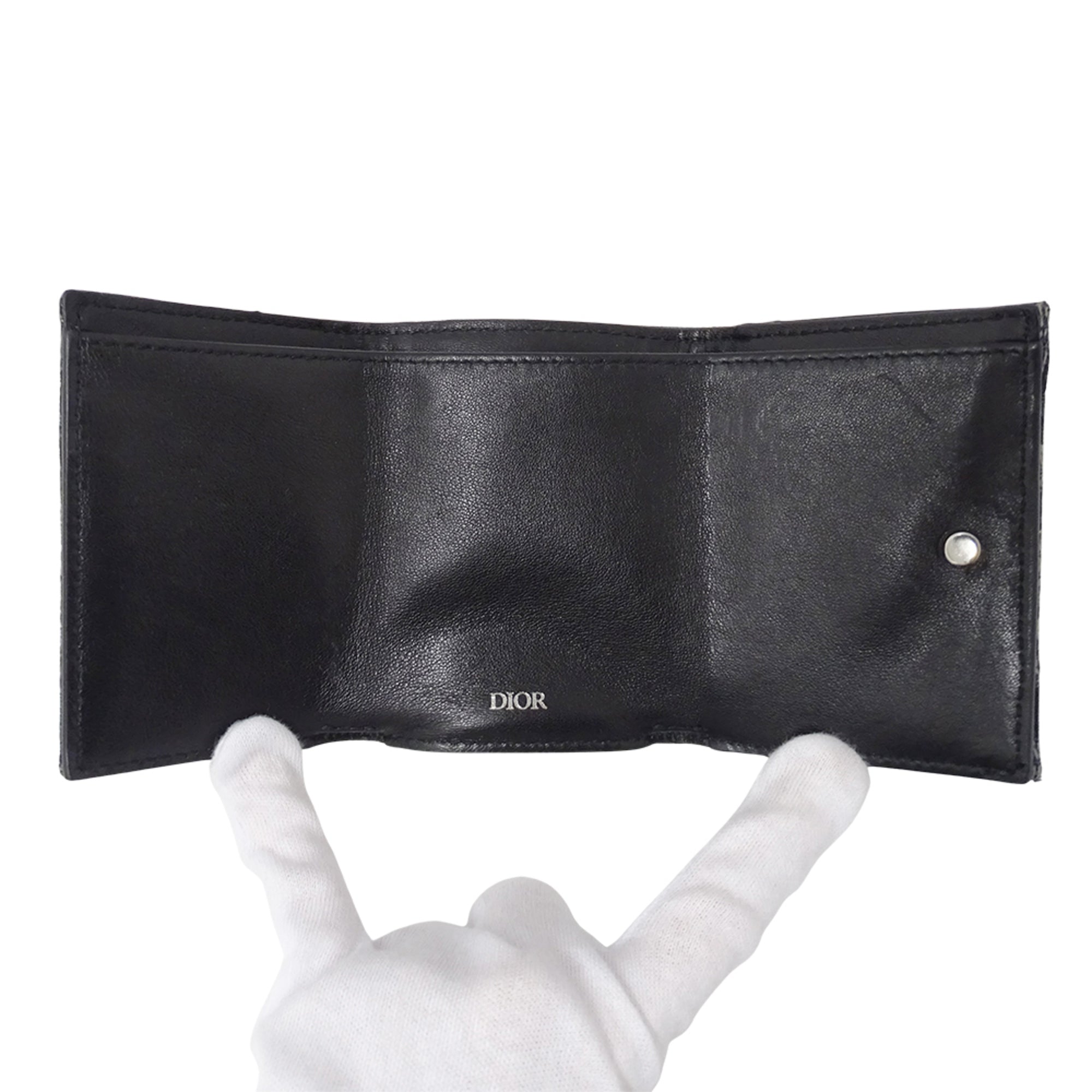 Christian Dior Navy Jacquard Wallet (Tri-Fold) (Pre-Owned)