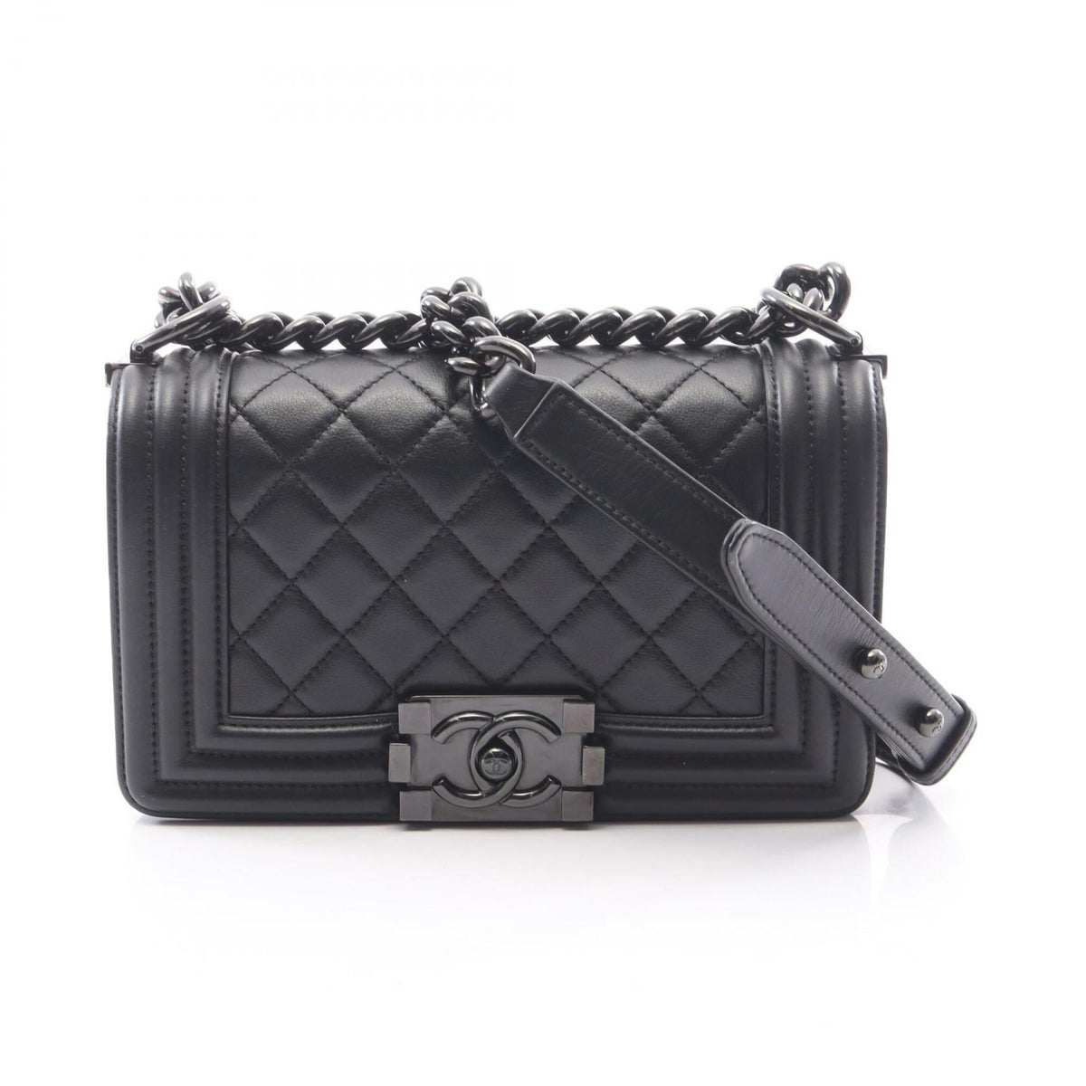 Chanel Black Leather Handbag Shoulder Bag (Pre-Owned)