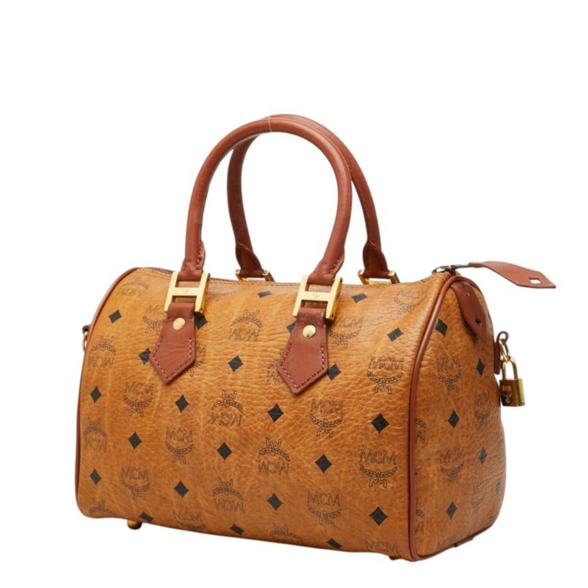 Mcm Brown Pvc Leather Boston Bag Handbag (Pre-Owned)