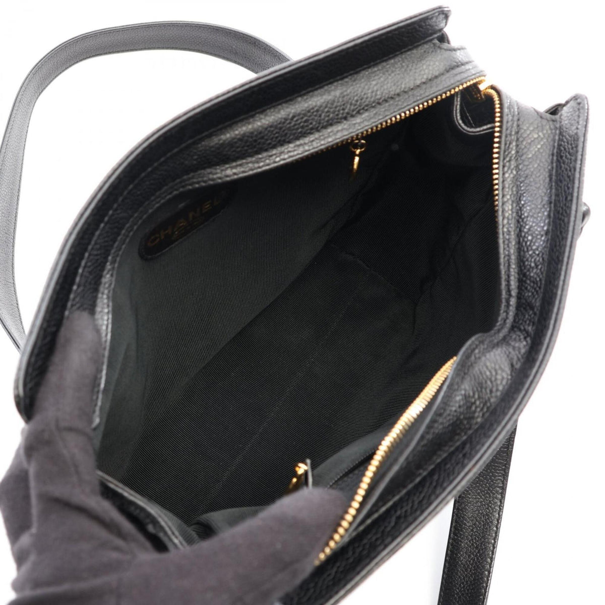 Chanel Black Grained Calfskin Handbag Tote Bag (Pre-Owned)