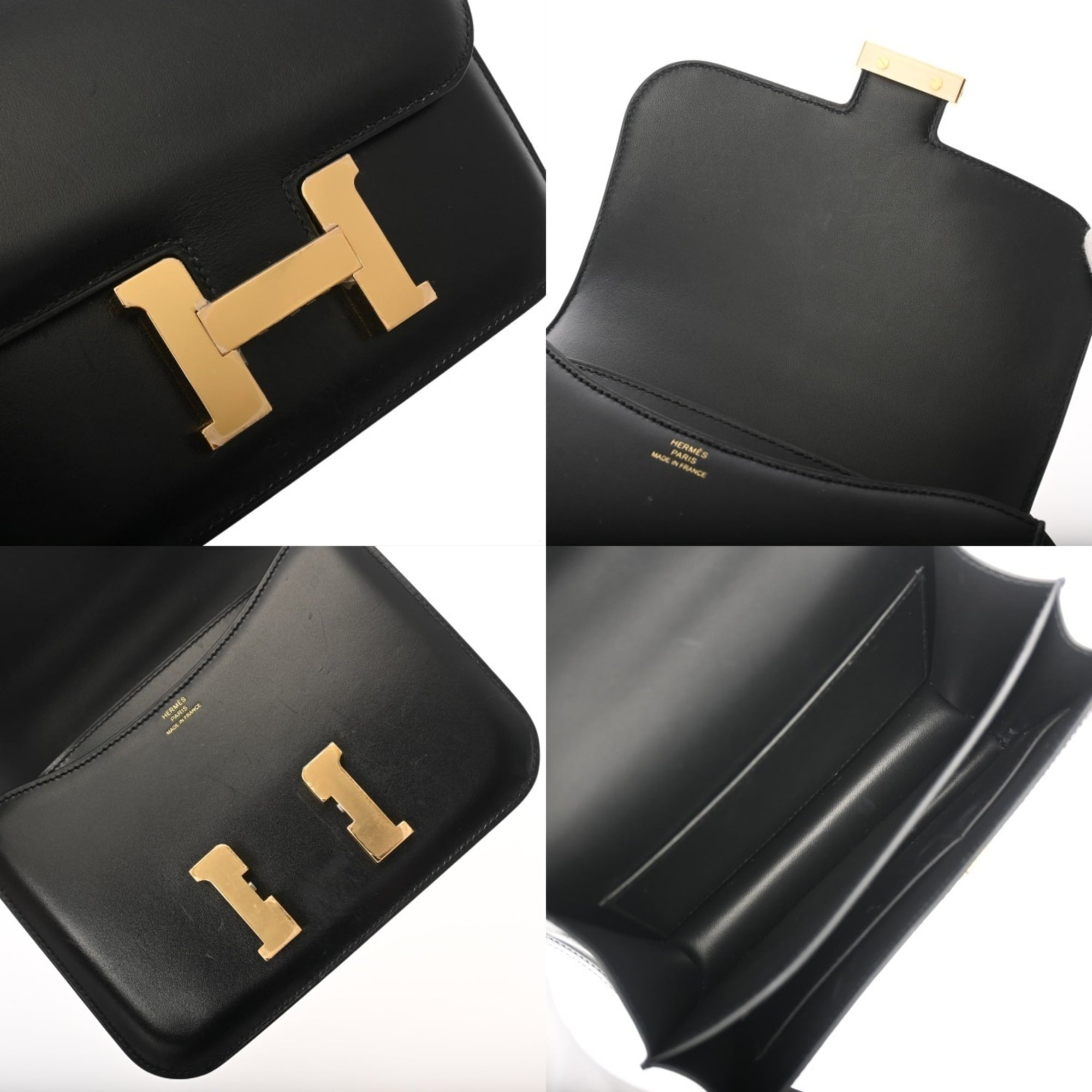 Hermes Black Box Calf Leather Shoulder Bag (Pre-Owned)