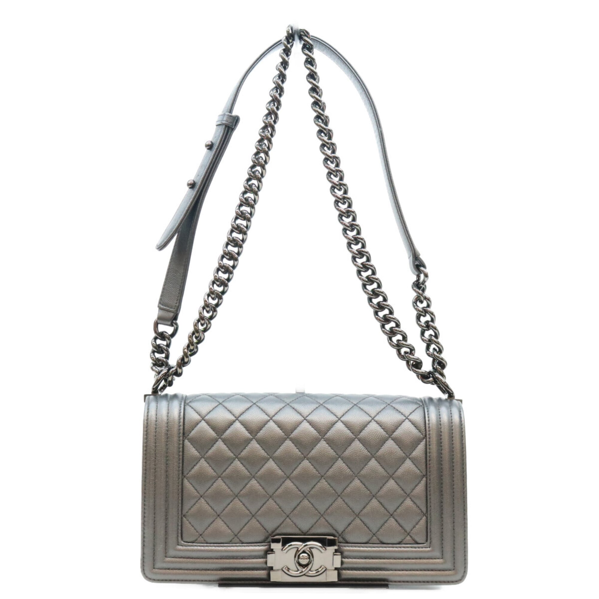 Chanel Black Grained Calfskin Shoulder Bag (Pre-Owned)