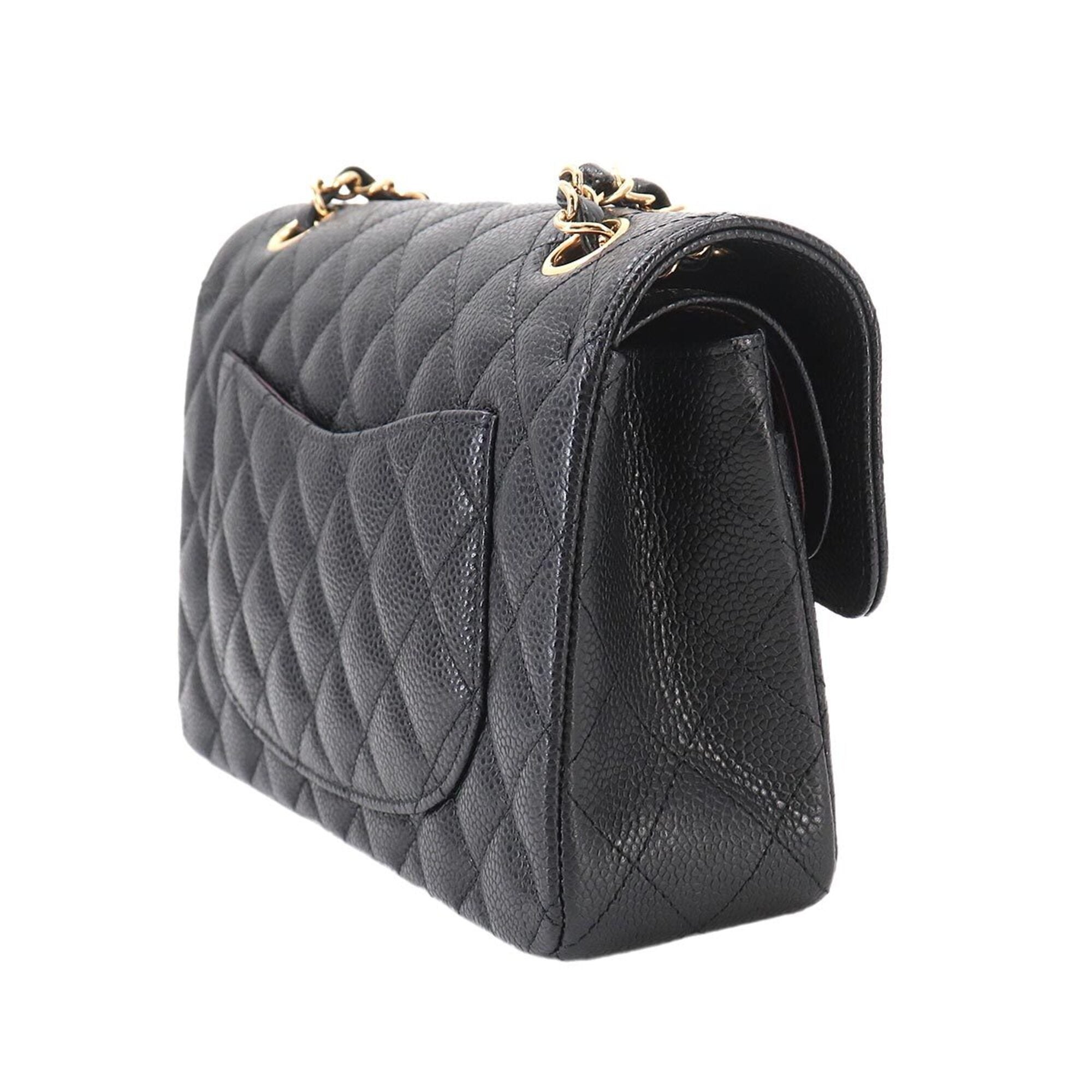 Chanel Matelasse Black Grained Calfskin Handbag Shoulder Bag (Pre-Owned)