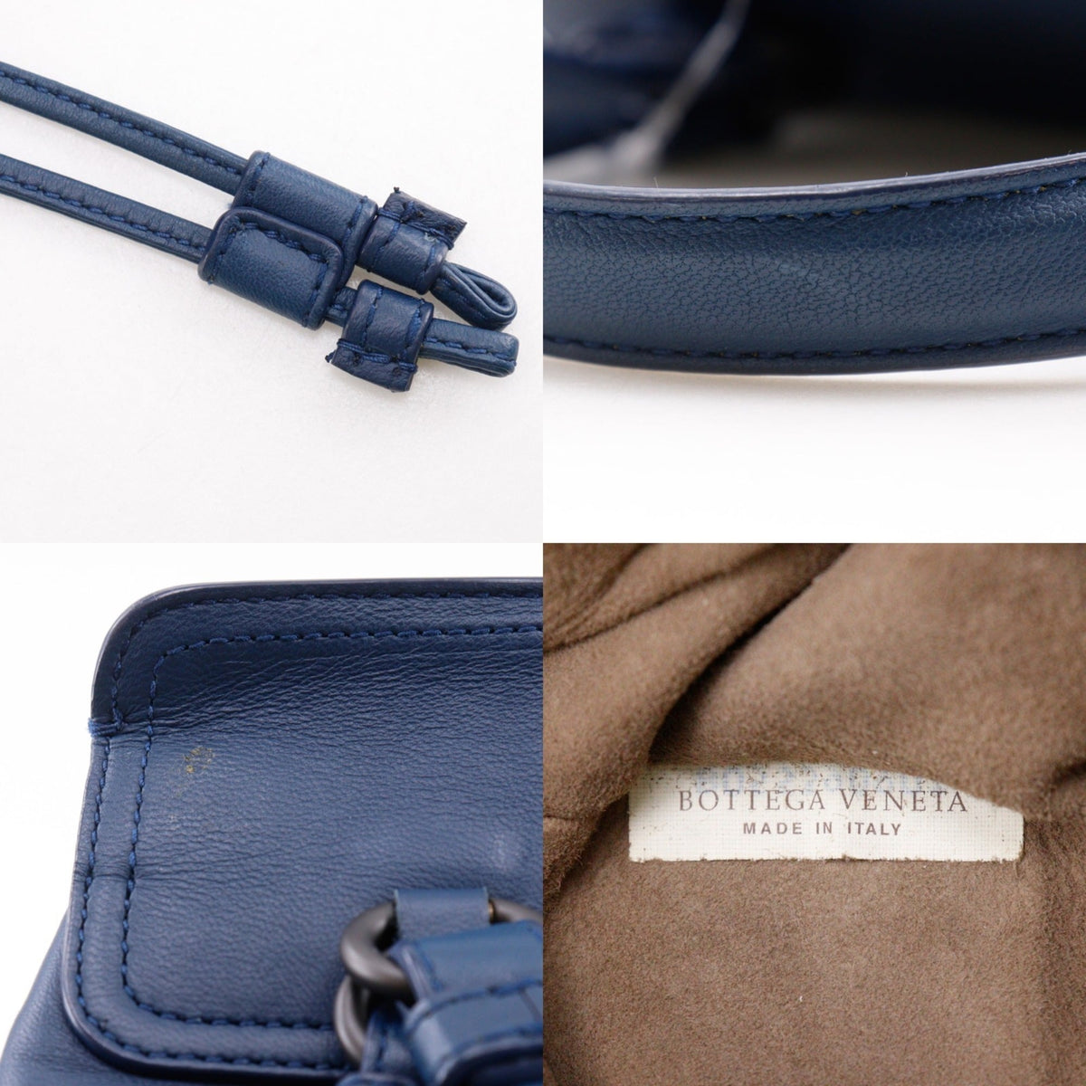 Bottega Veneta Intrecciato Blue Leather Backpack (Pre-Owned)