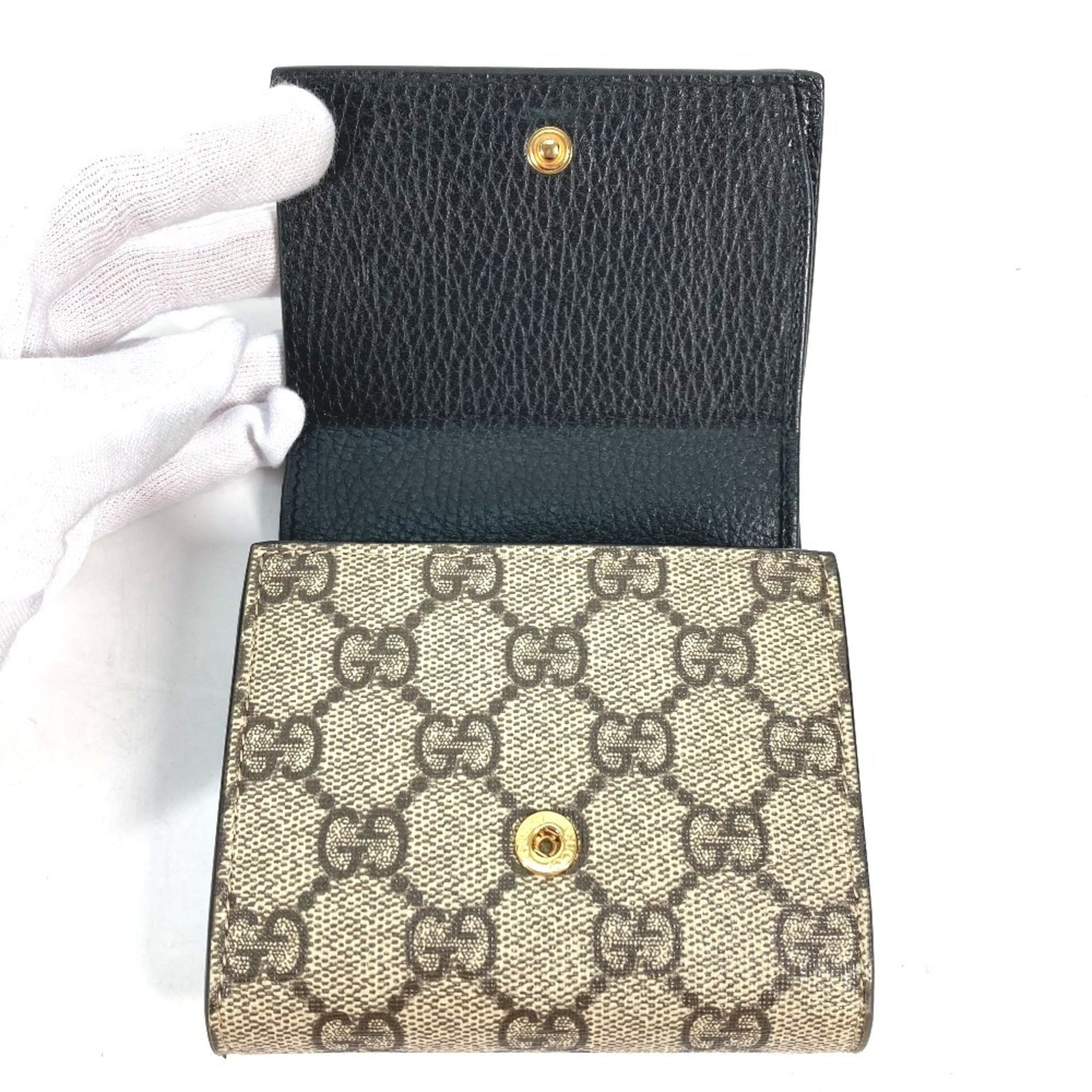 Gucci Beige Black Leather Pvc Wallet (Bi-Fold) (Pre-Owned)