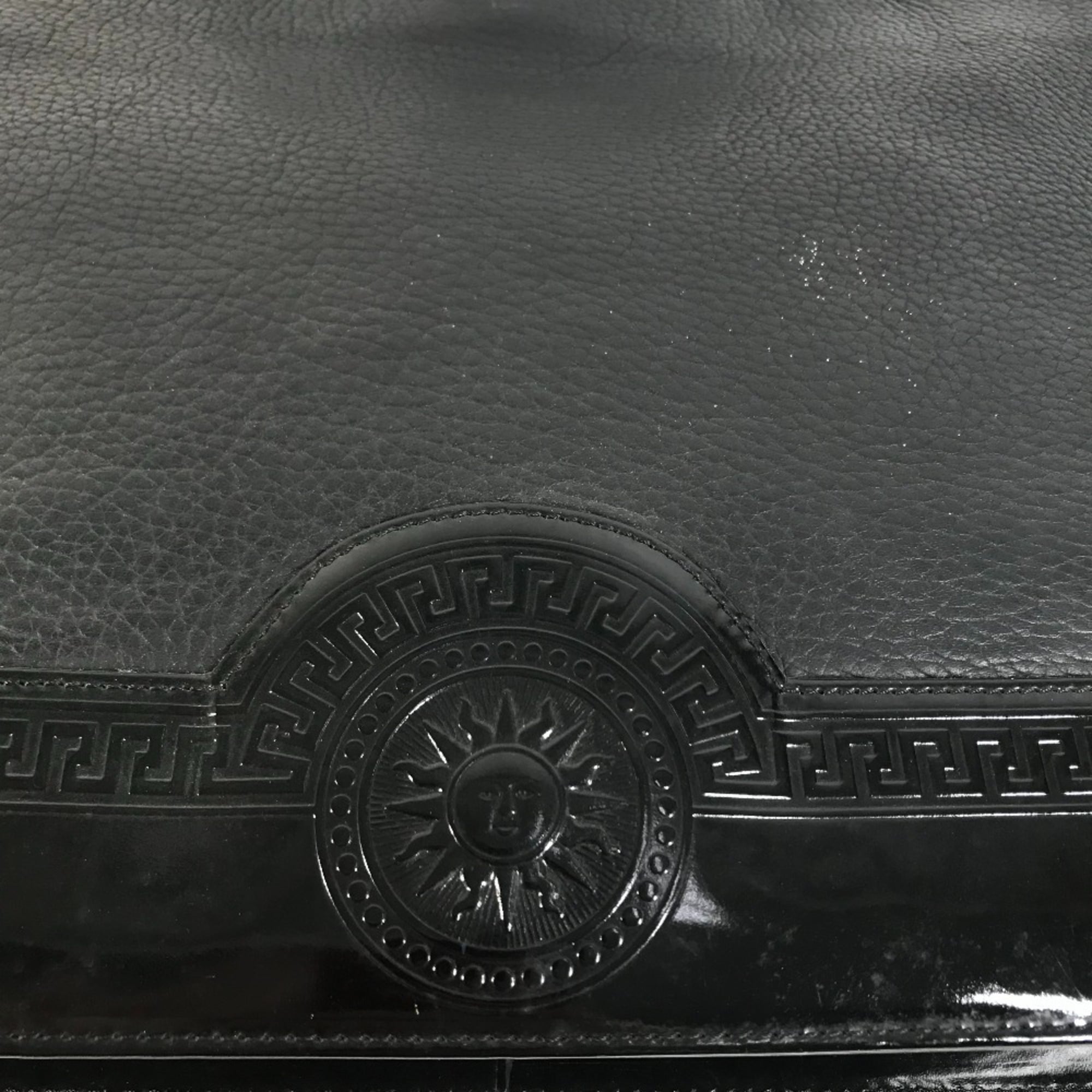 Versace Black Leather Shoulder Bag Tote Bag (Pre-Owned)
