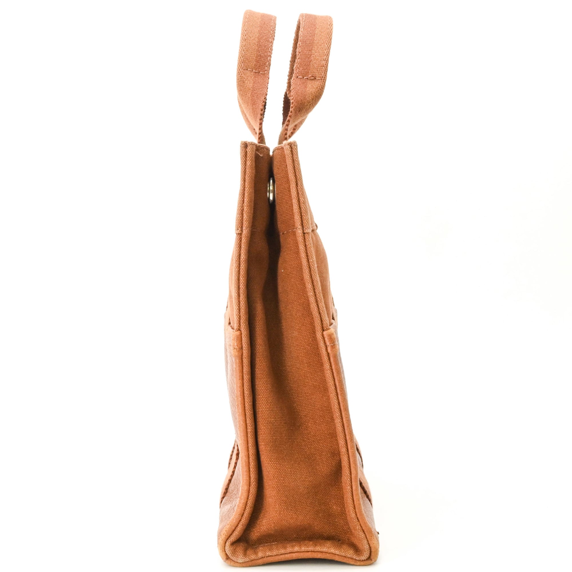 Hermes Fourre Tout Brown Canvas Leather Handbag (Pre-Owned)