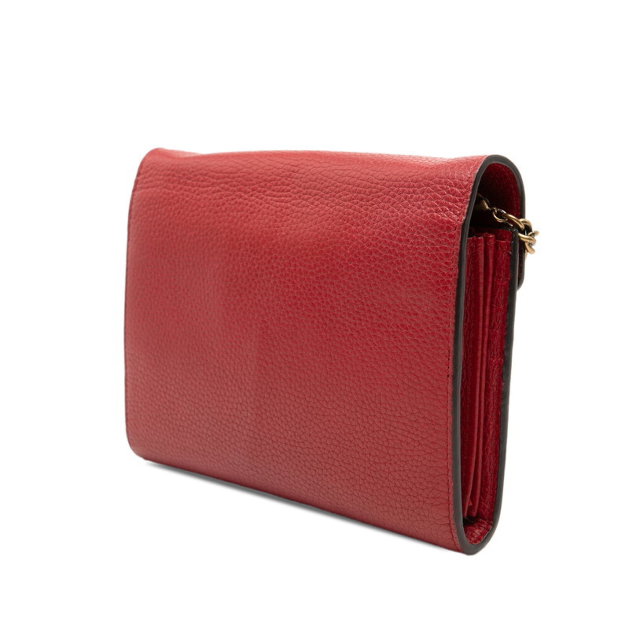 Gucci Red Color Leather Shoulder Bag (Pre-Owned)