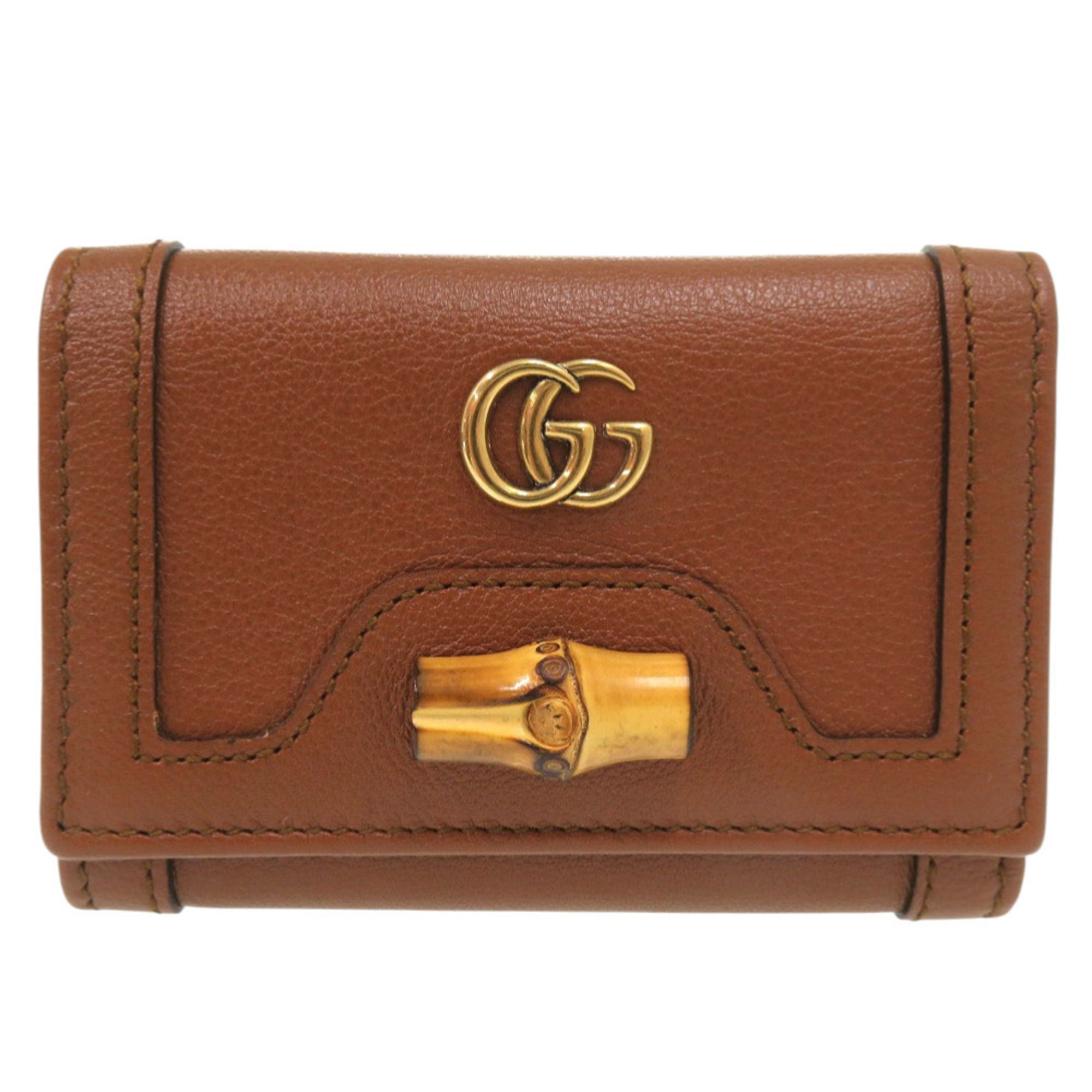 Gucci Brown Leather Wallet (Tri-Fold) (Pre-Owned)