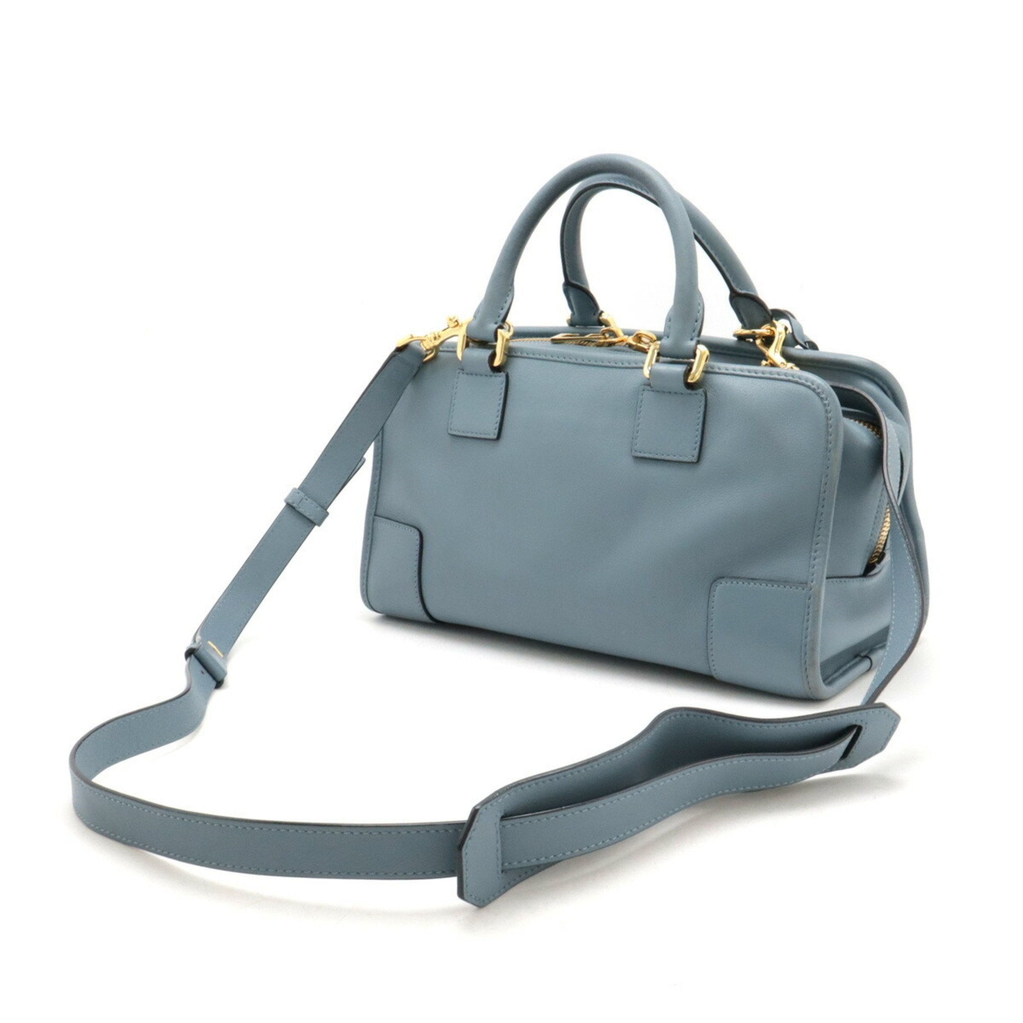 Loewe Amazona Baby Blue Light Blue Leather Boston Bag Handbag Shoulder Bag (Pre-Owned)