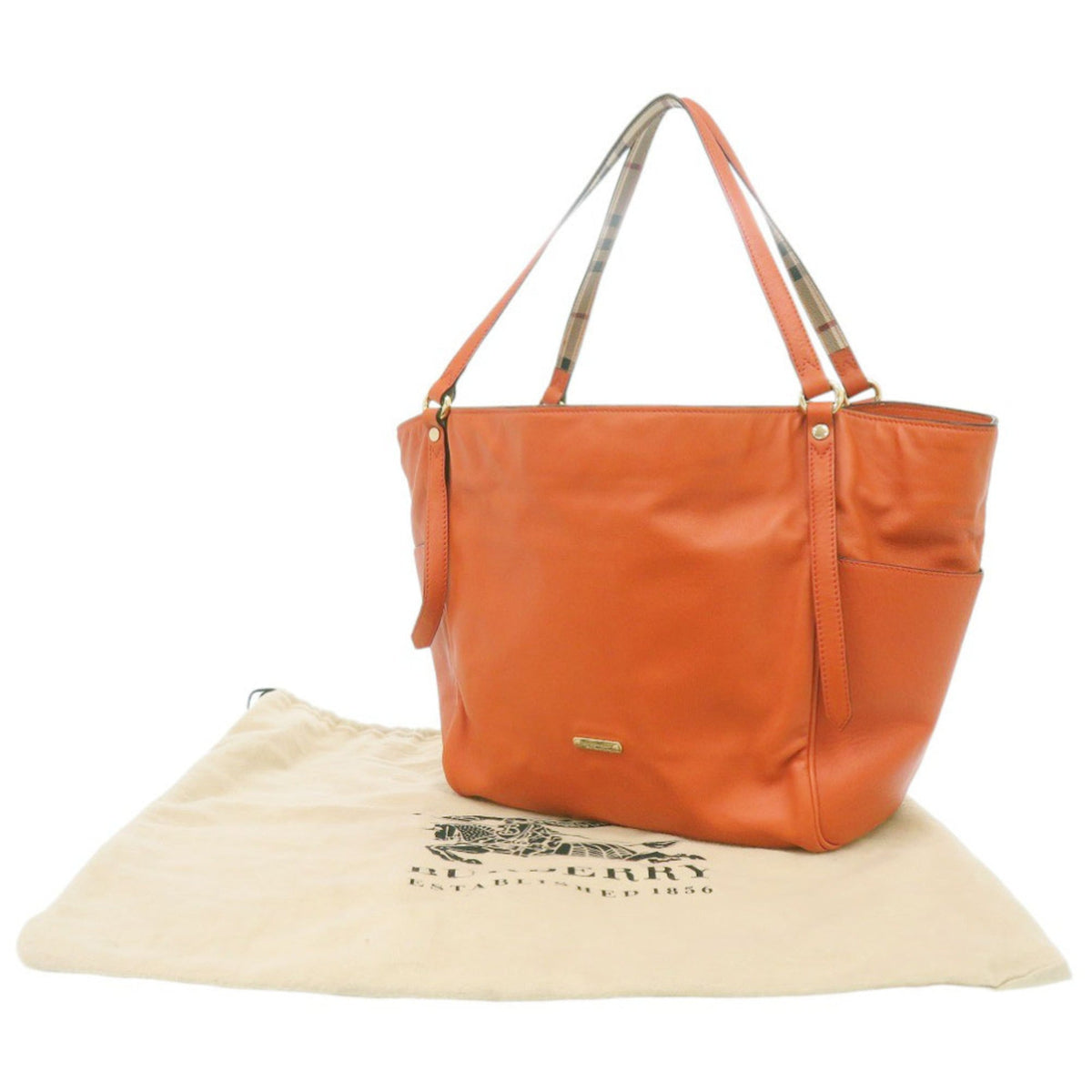 Burberry Orange Leather Tote Bag (Pre-Owned)