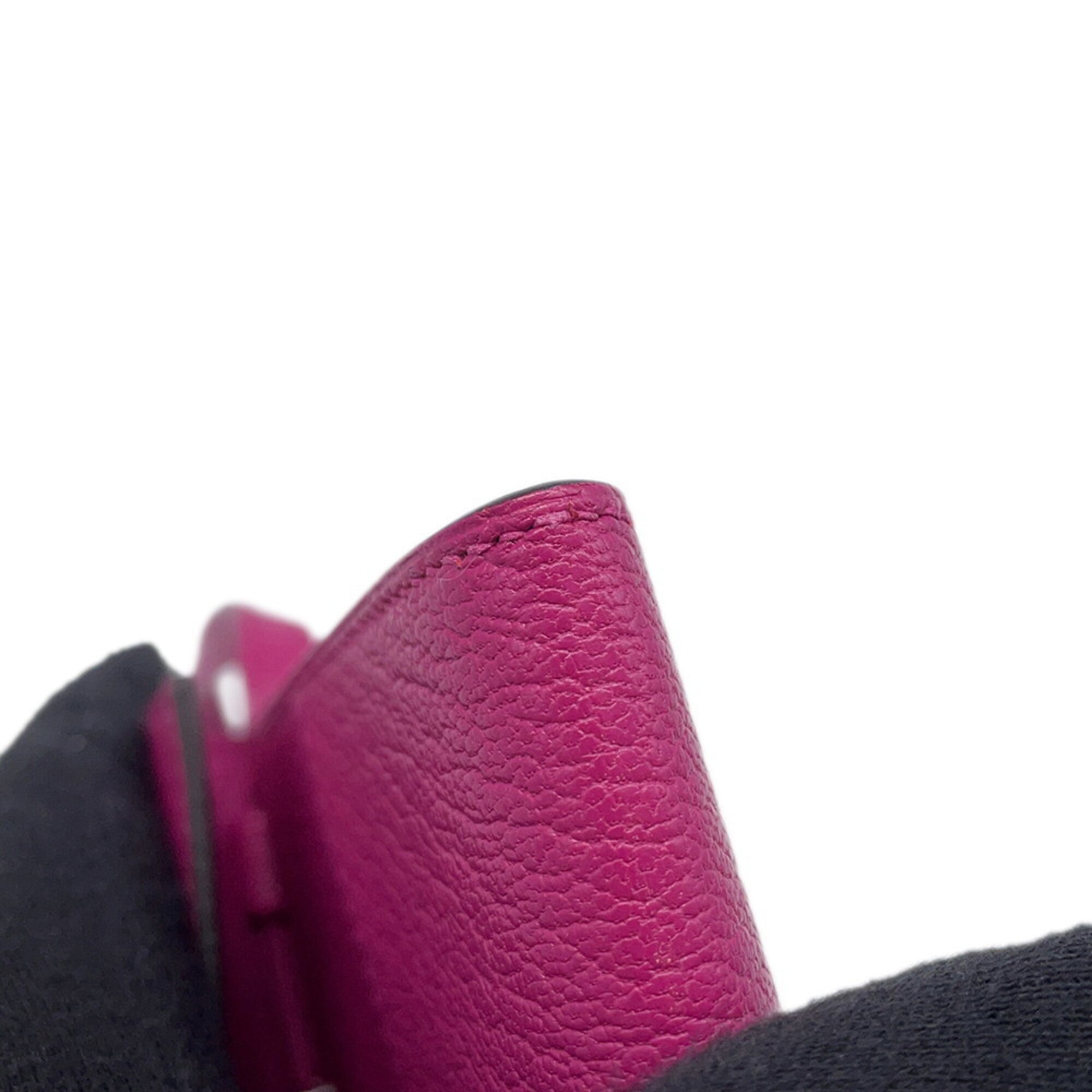 Hermes Rose Purple Chevre Myzore Leather Chain/Shoulder Wallet (Pre-Owned)