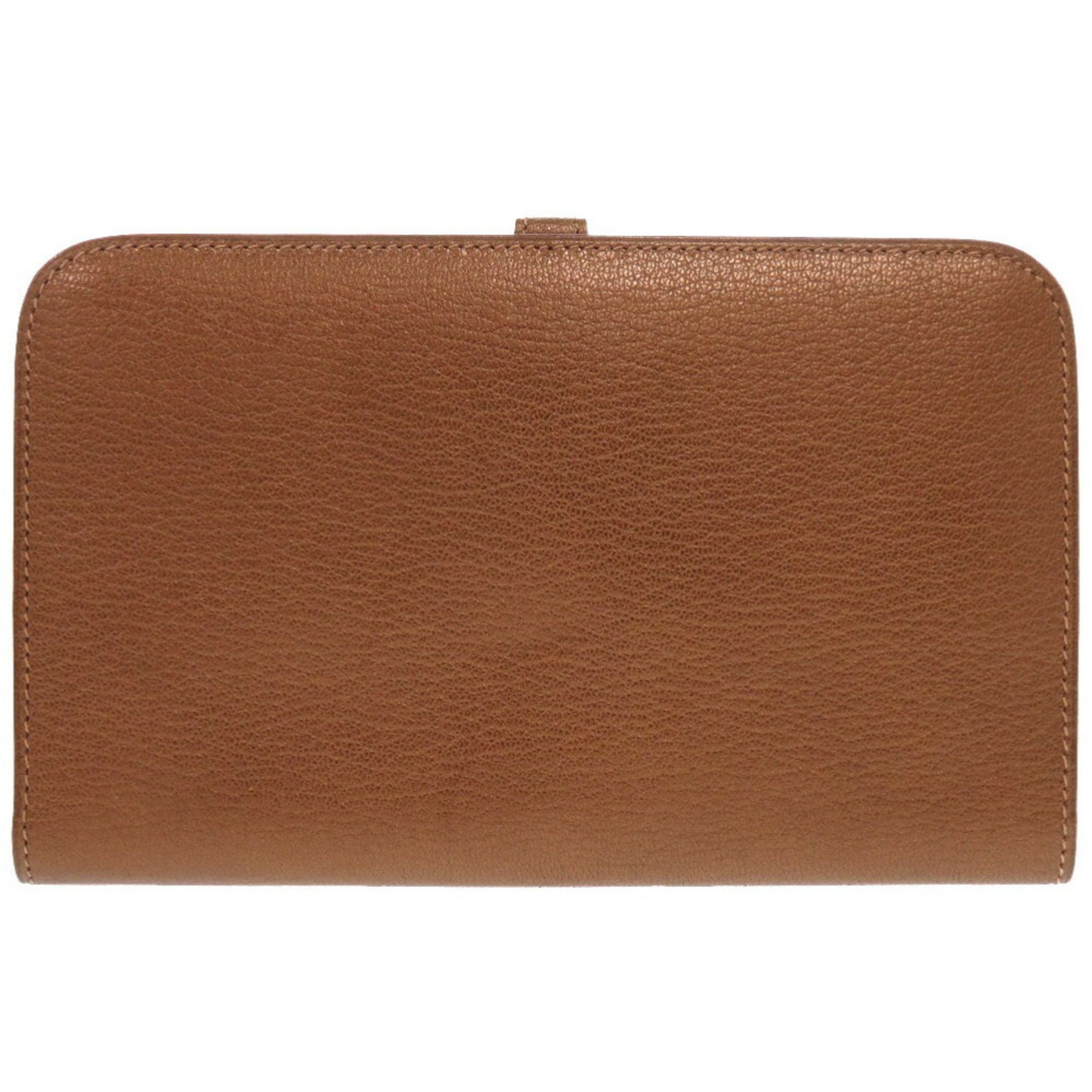 Hermes Bronze Chevre Leather Long Wallet (Bi-Fold) (Pre-Owned)