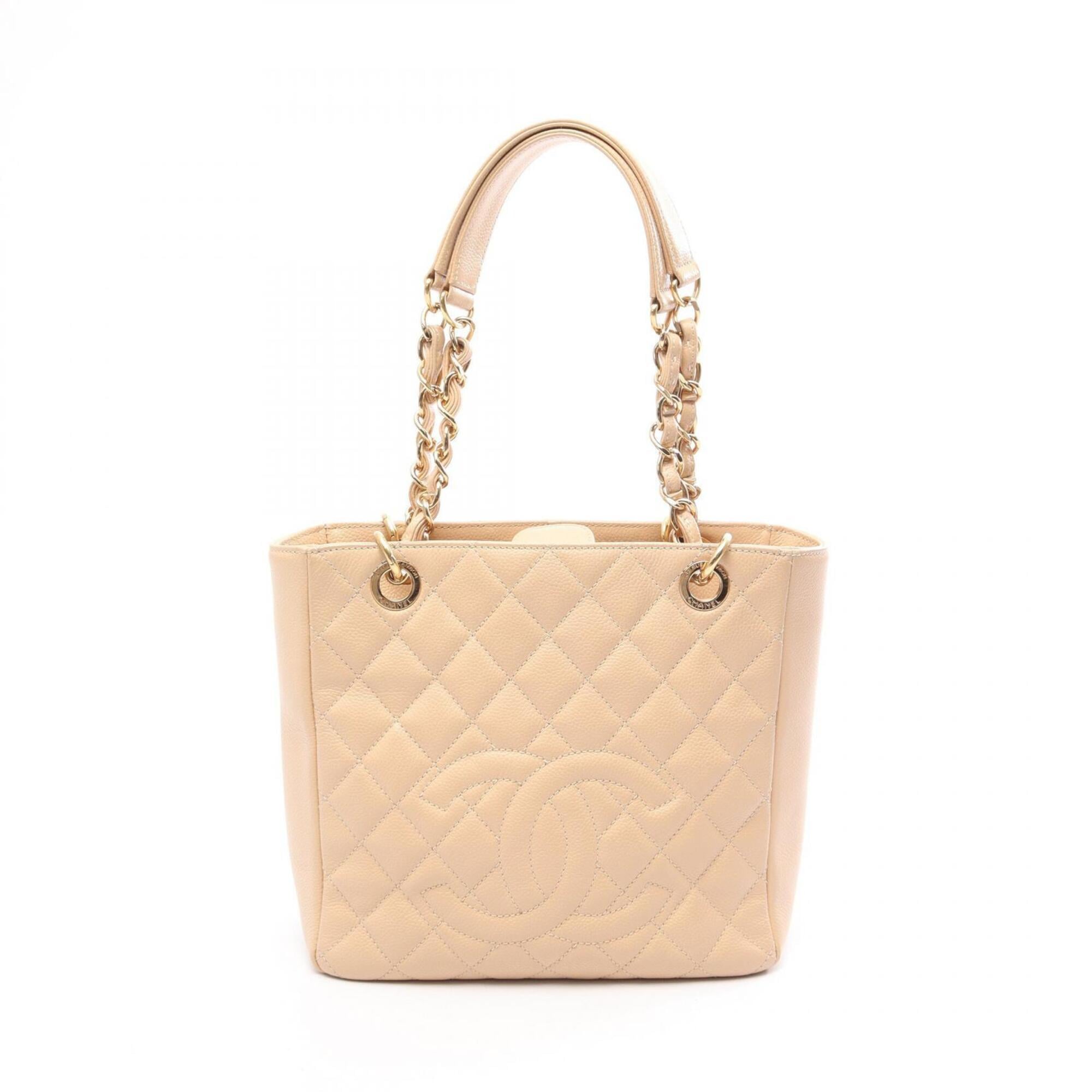 Chanel Beige Grained Calfskin Handbag Tote Bag (Pre-Owned)