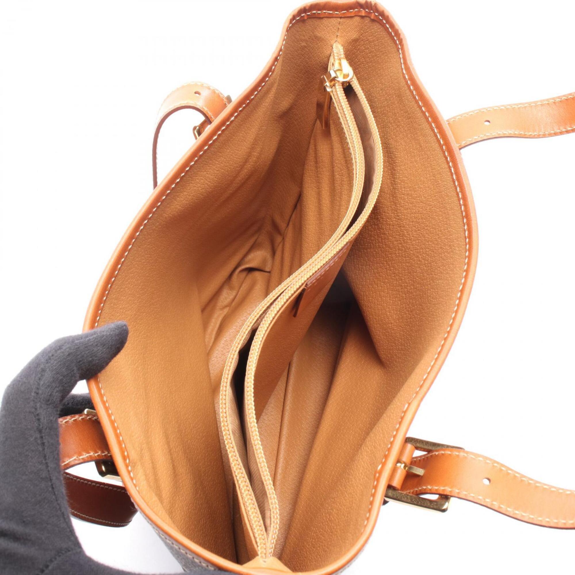 Celine Brown Coated Canvas Leather Handbag Tote Bag (Pre-Owned)