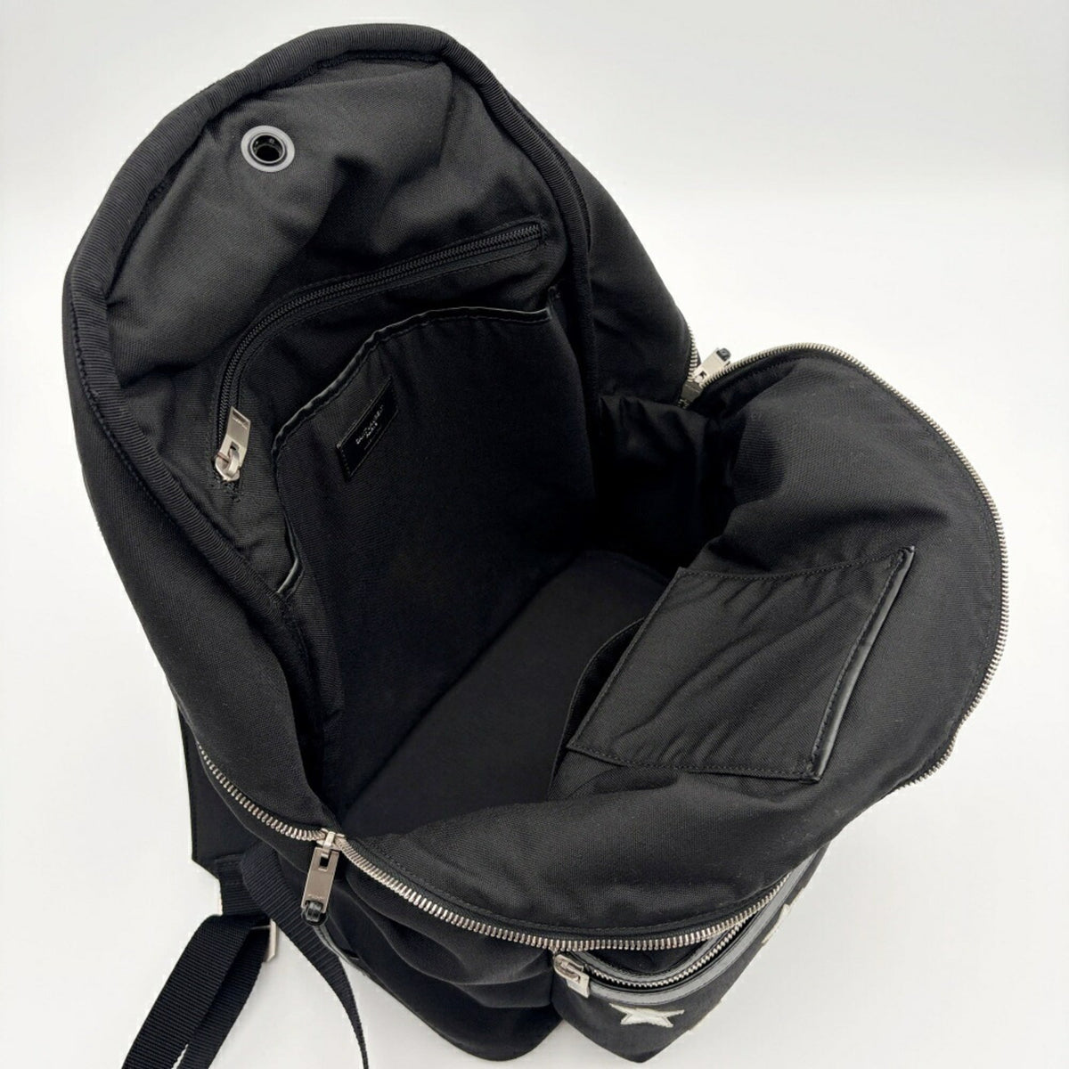 Saint Laurent Black Silver Canvas Leather Backpack (Pre-Owned)
