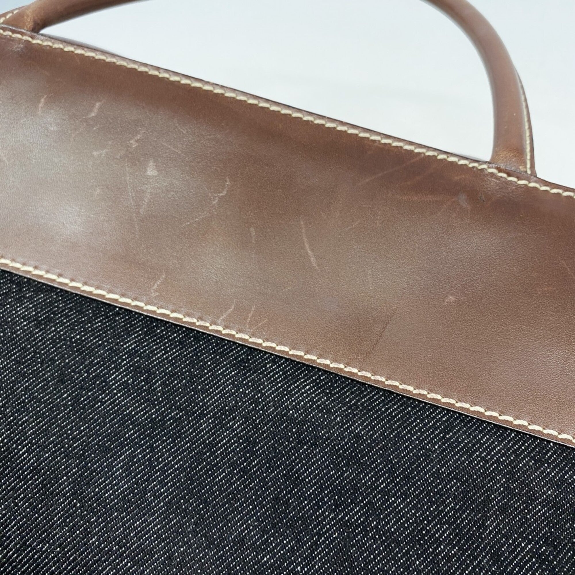 Chanel Black Brown Denim Tote Bag (Pre-Owned)