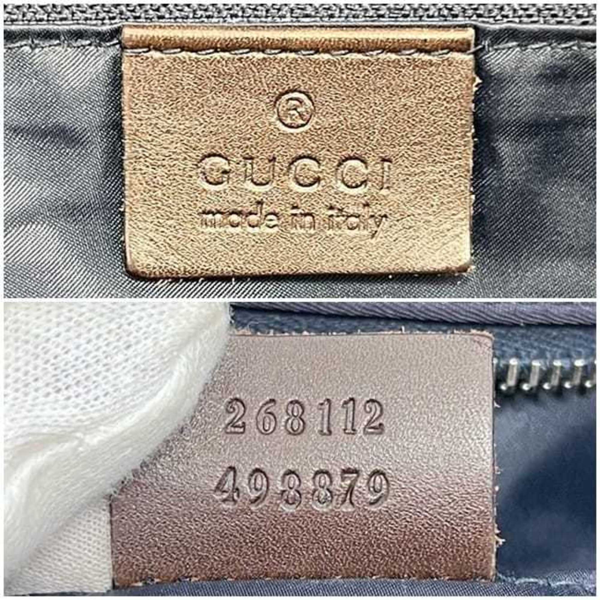 Gucci Navy Red Color Nylon Leather Tote Bag (Pre-Owned)