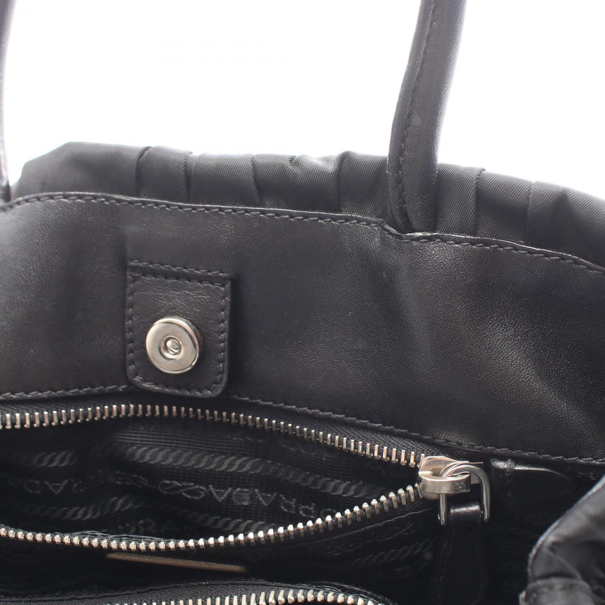 Prada Black Nylon Leather Handbag (Pre-Owned)