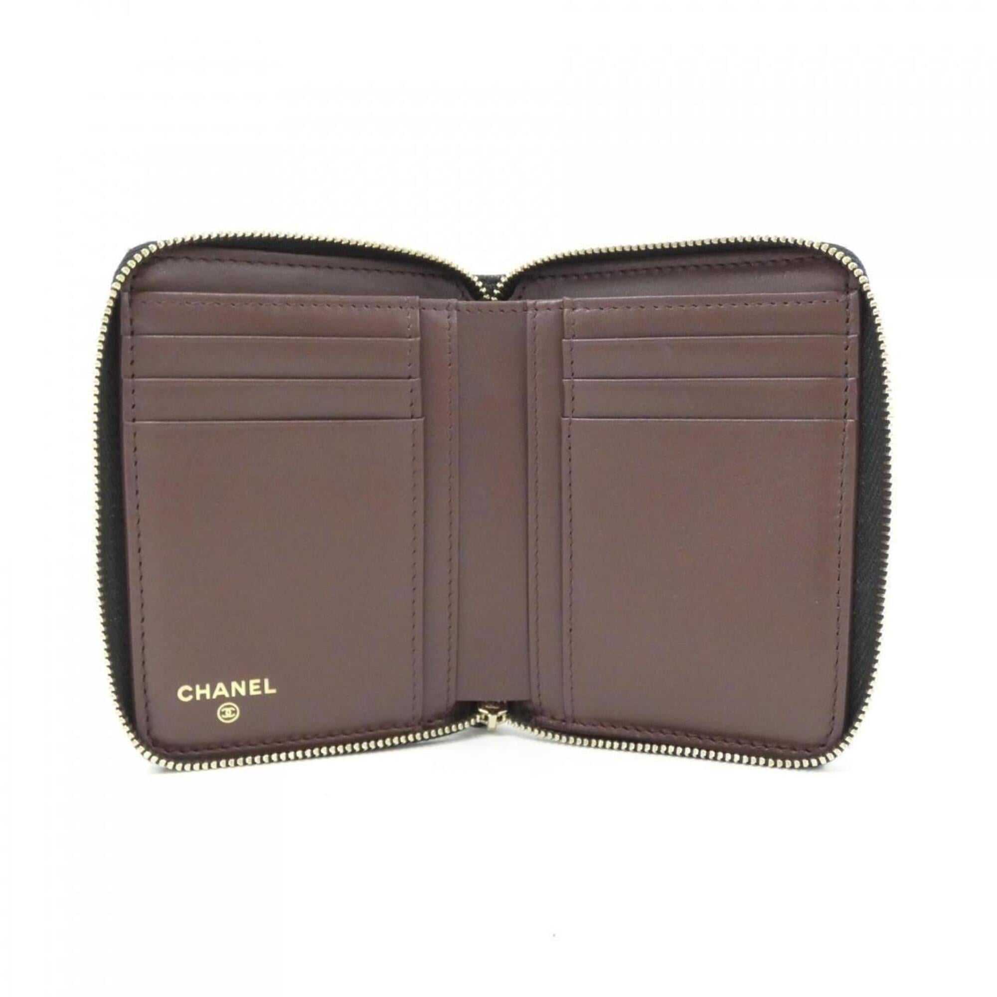 Chanel Black Grained Calfskin Wallet (Bi-Fold) (Pre-Owned)