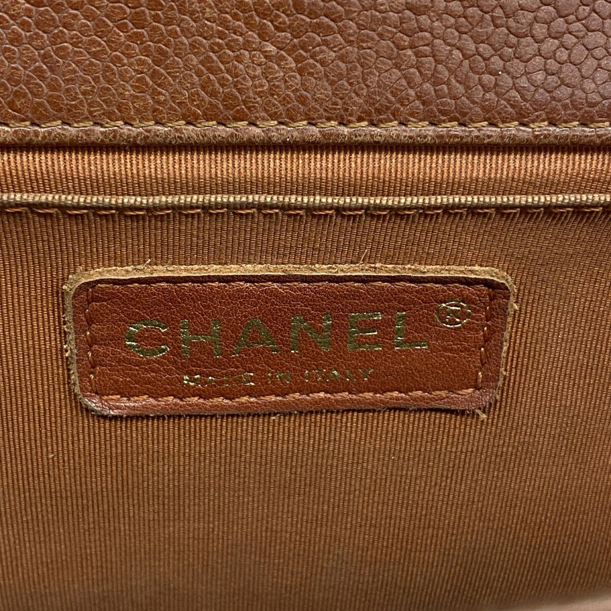 Chanel Brown Grained Calfskin Shoulder Bag (Pre-Owned)