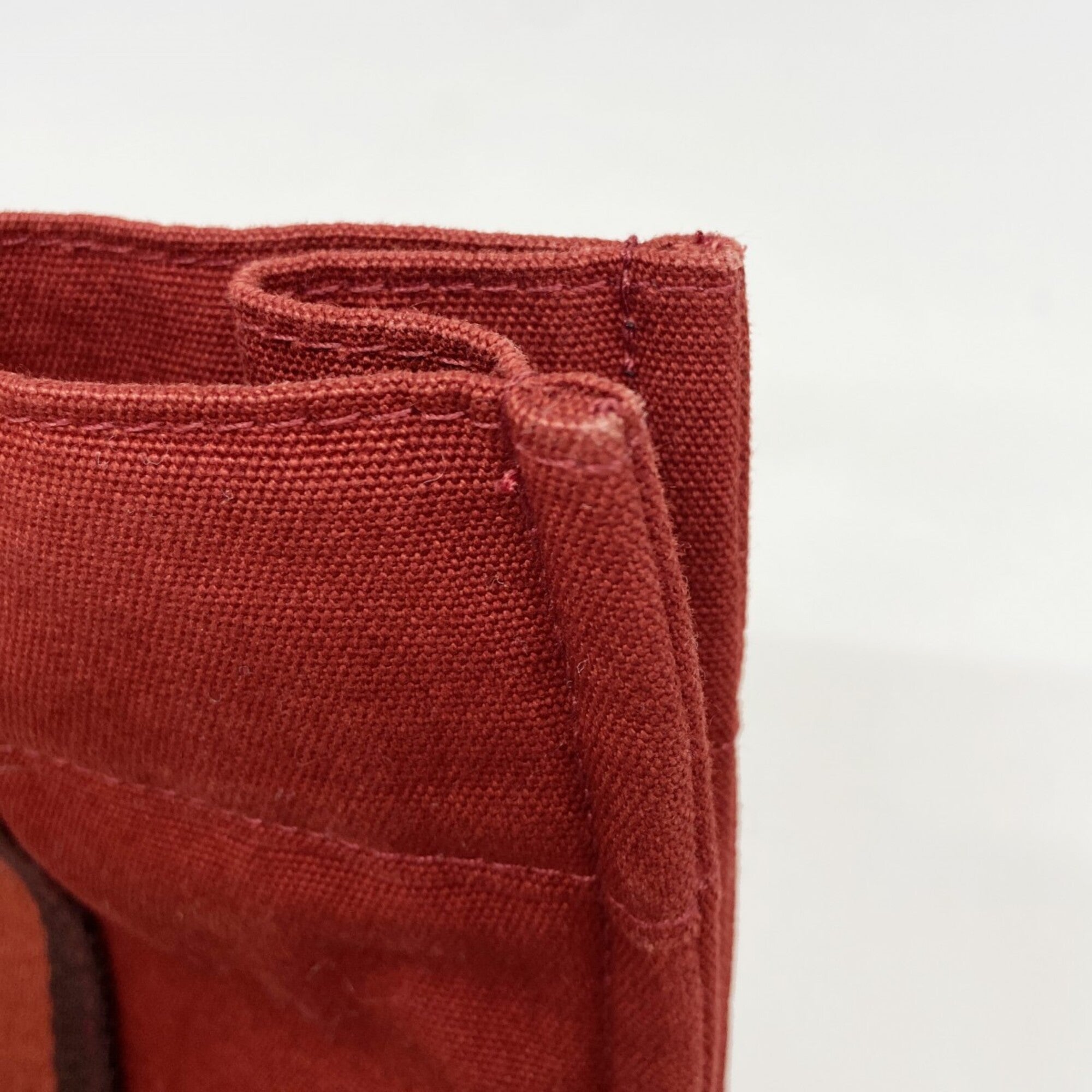 Hermes Red Color Canvas Handbag (Pre-Owned)