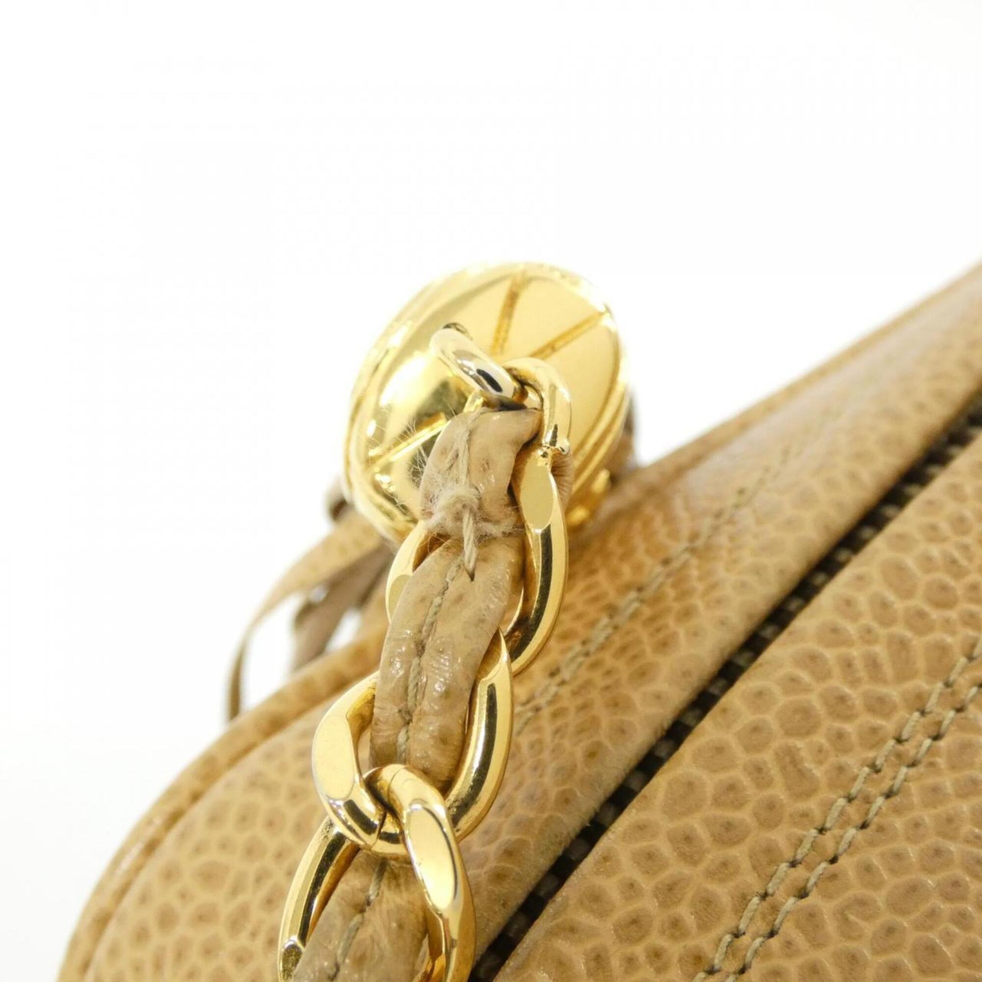 Chanel Beige Grained Calfskin Shoulder Bag (Pre-Owned)