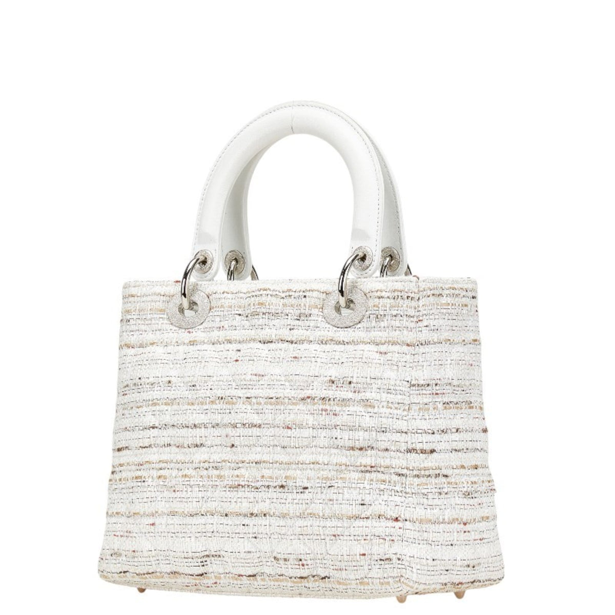 Christian Dior Multi-Color White Canvas Leather Handbag (Pre-Owned)