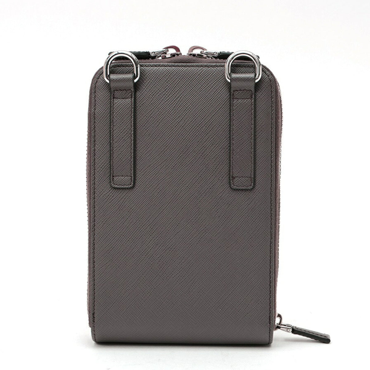 Prada Gray Beige Leather Pouch (Pre-Owned)