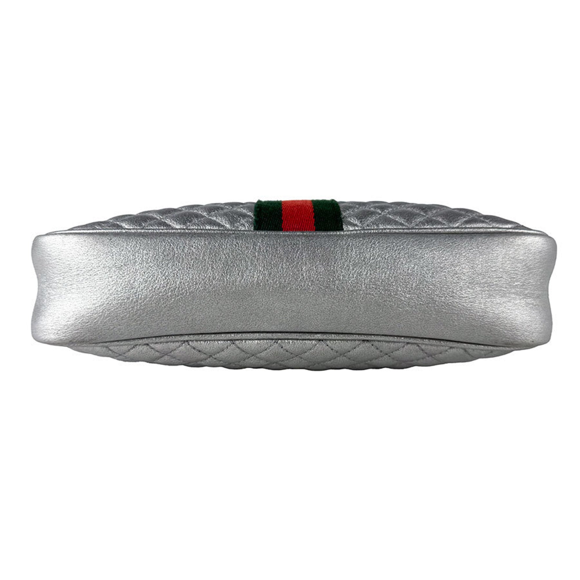 Gucci Silver Leather Shoulder Bag (Pre-Owned)
