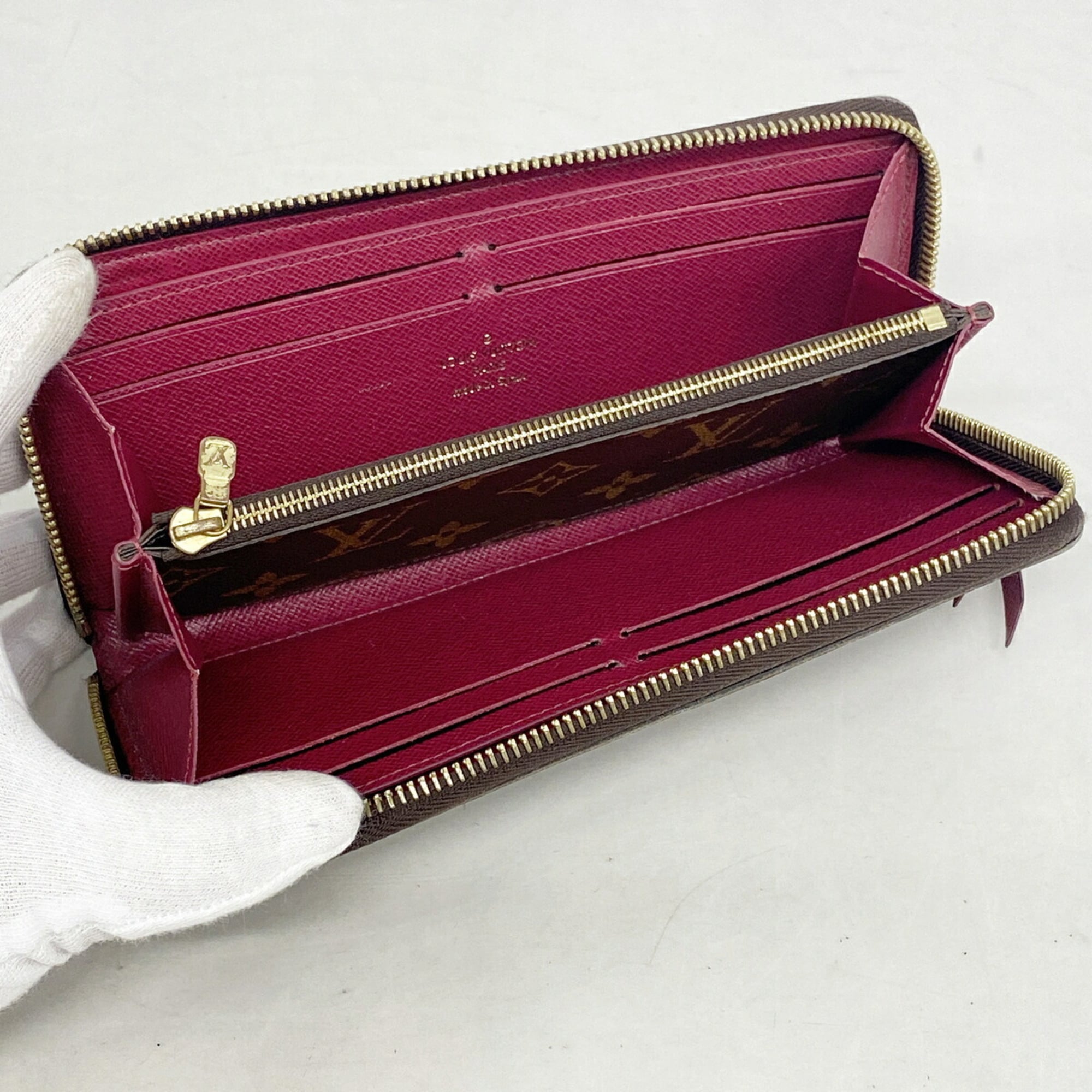 Louis Vuitton Brown Fuchsia Long Wallet (Bi-Fold) (Pre-Owned)