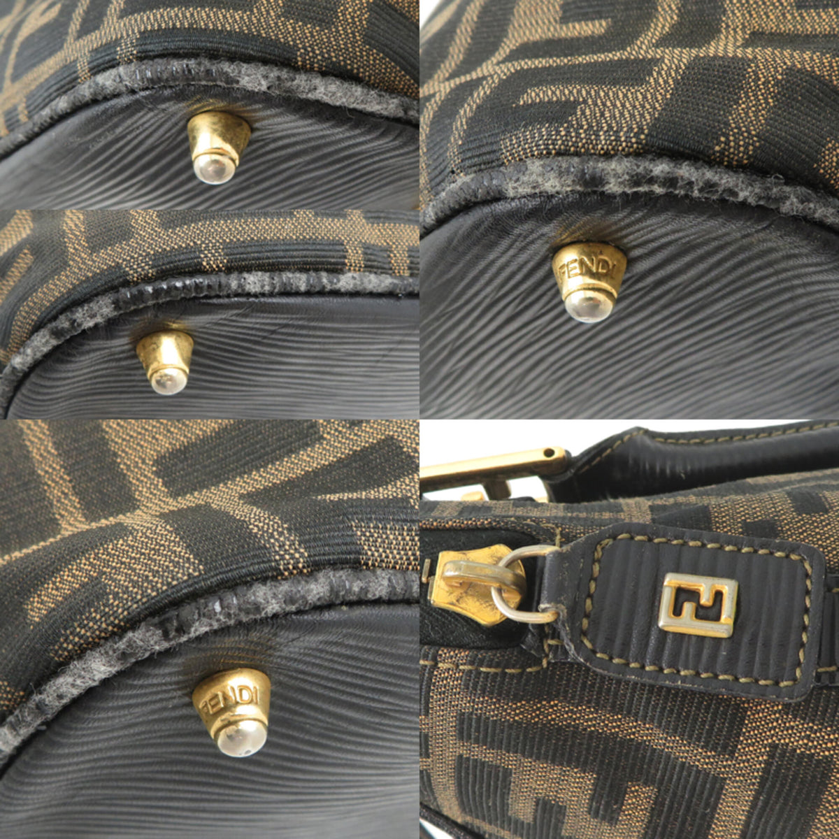 Fendi Brown Canvas Handbag Tote Bag (Pre-Owned)