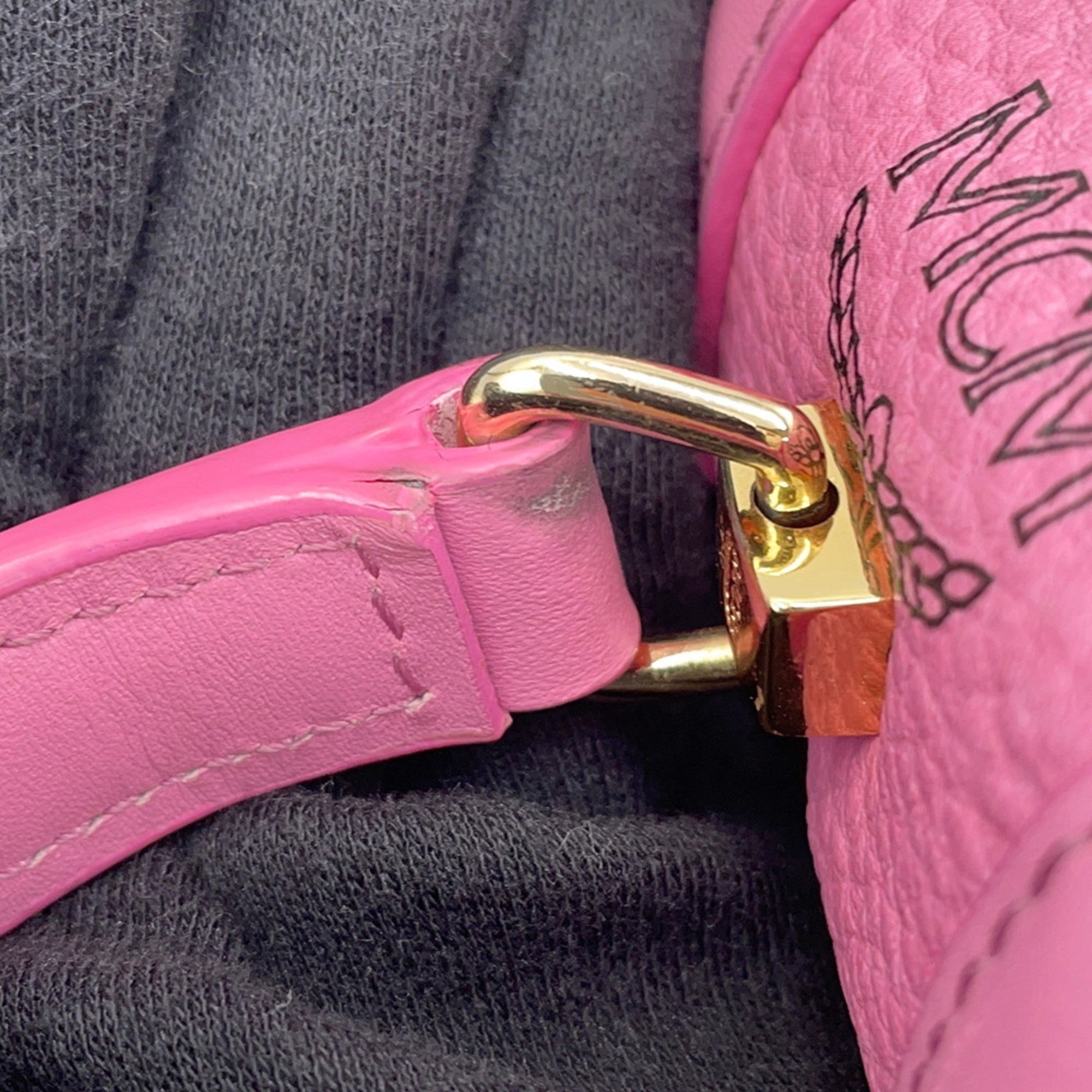 Mcm Pink Leather Rhinestone Handbag (Pre-Owned)