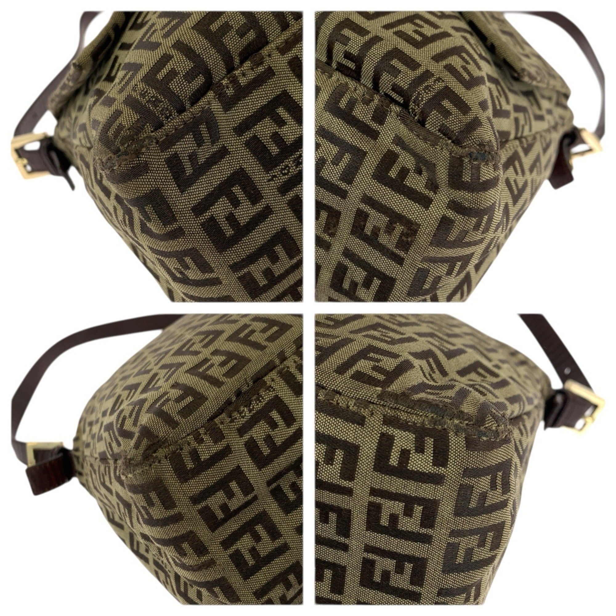 Fendi Brown Canvas Leather Handbag Shoulder Bag (Pre-Owned)