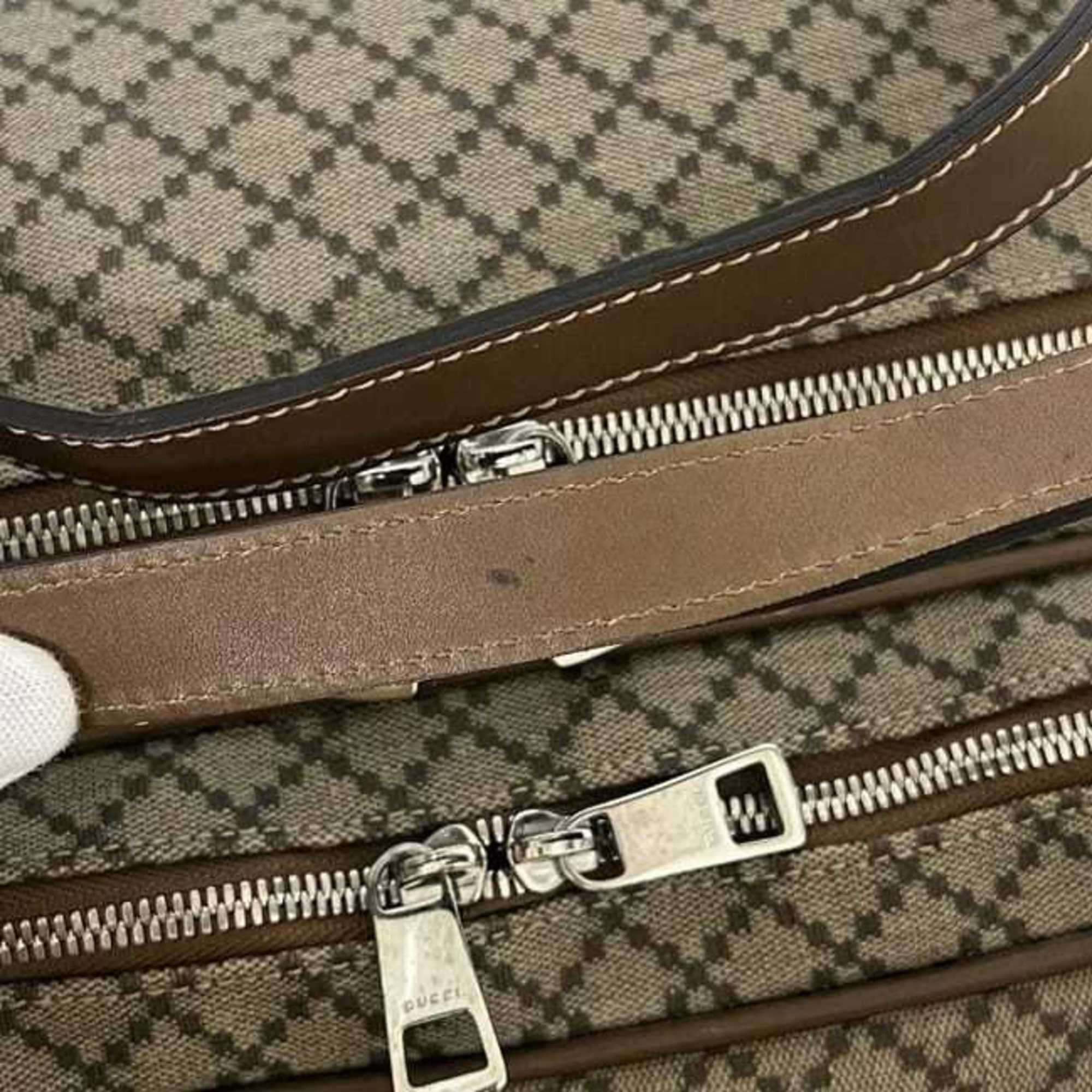 Gucci Beige Brown Pvc Leather Boston Bag Shoulder Bag (Pre-Owned)
