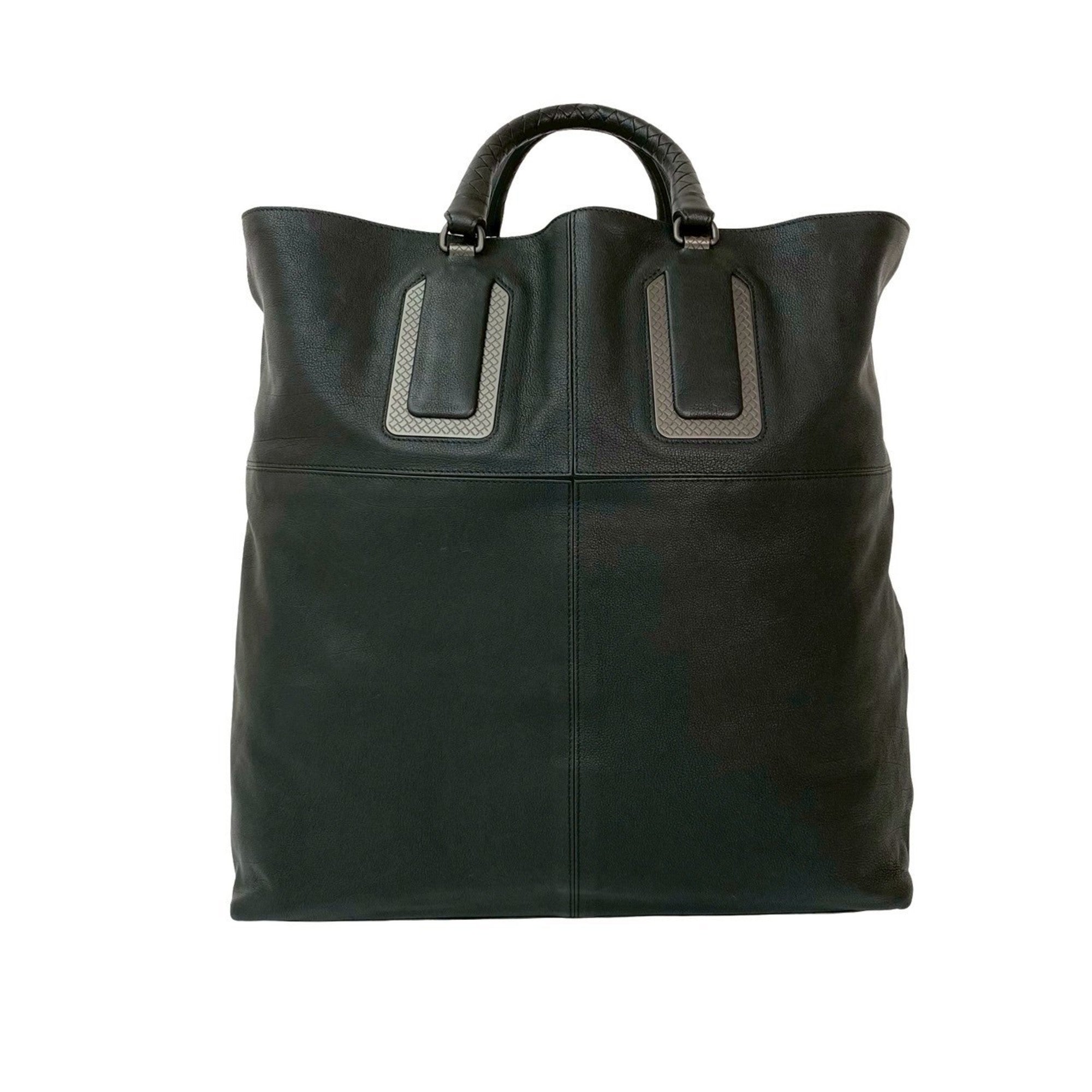Bottega Veneta Black Leather Handbag Tote Bag (Pre-Owned)