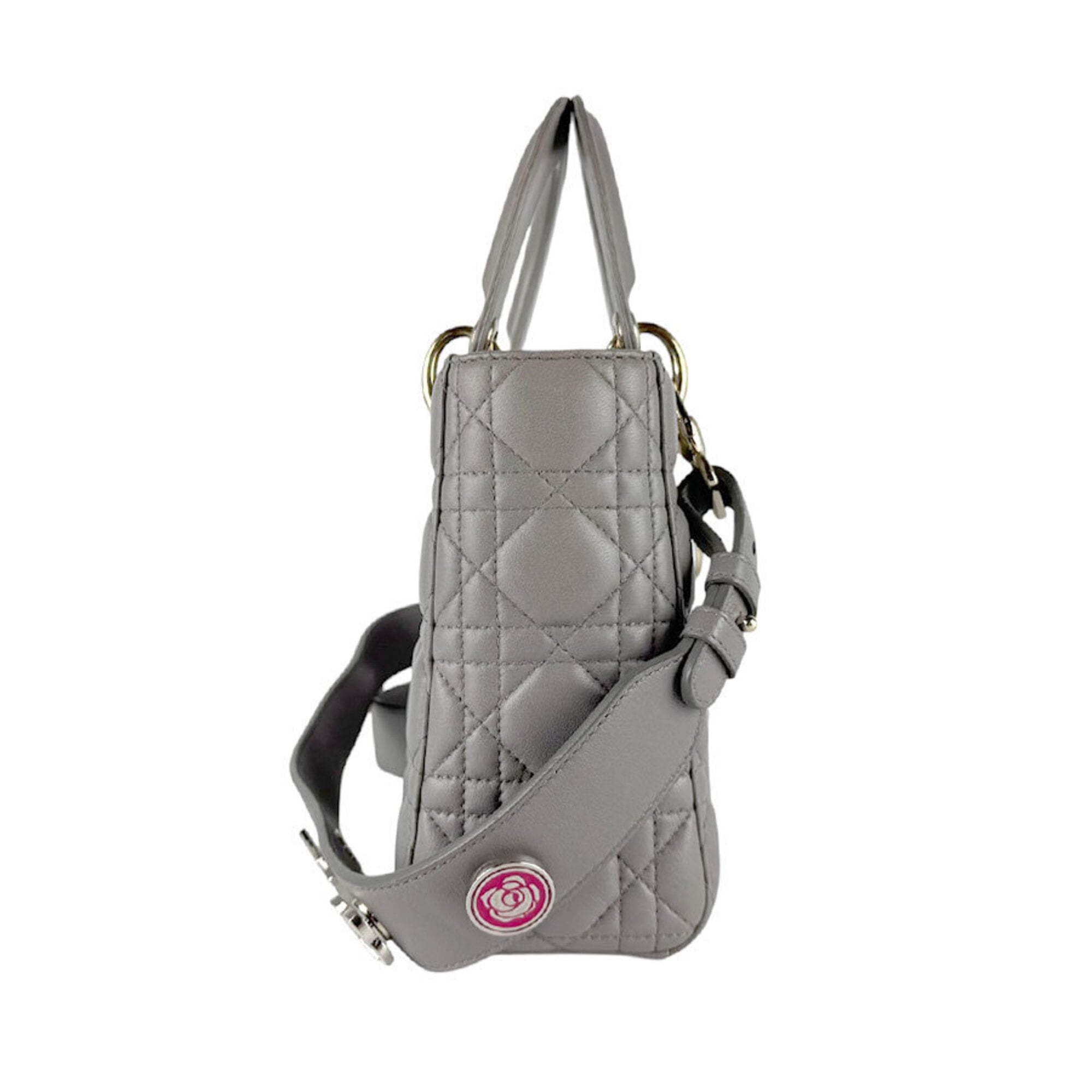 Christian Dior Gray Leather Handbag Shoulder Bag (Pre-Owned)