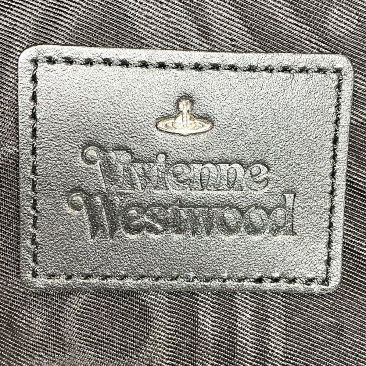 Vivienne Westwood Black Leather Nylon Clutch Bag Handbag (Pre-Owned)
