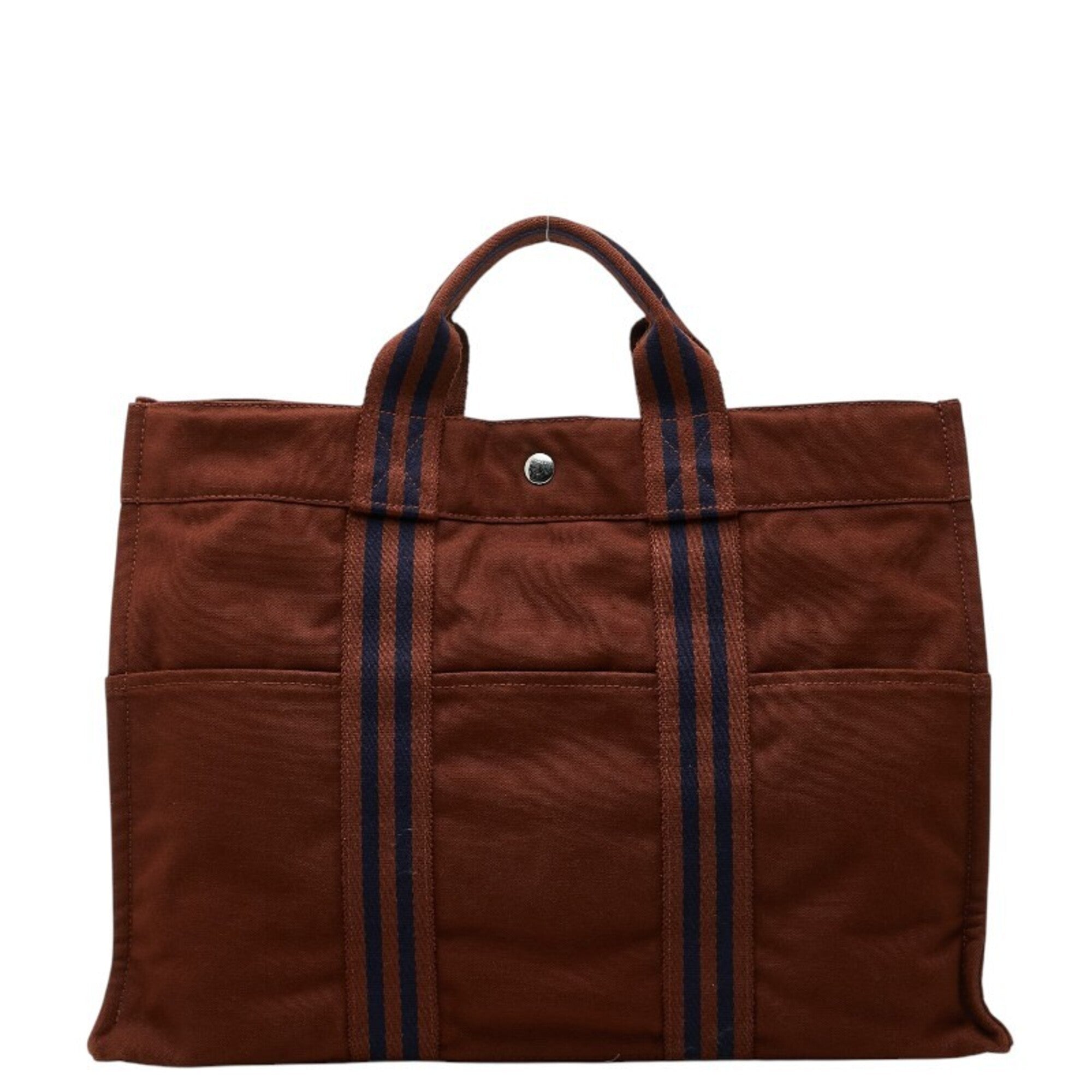 Hermes Brown Cotton Canvas Tote Bag (Pre-Owned)